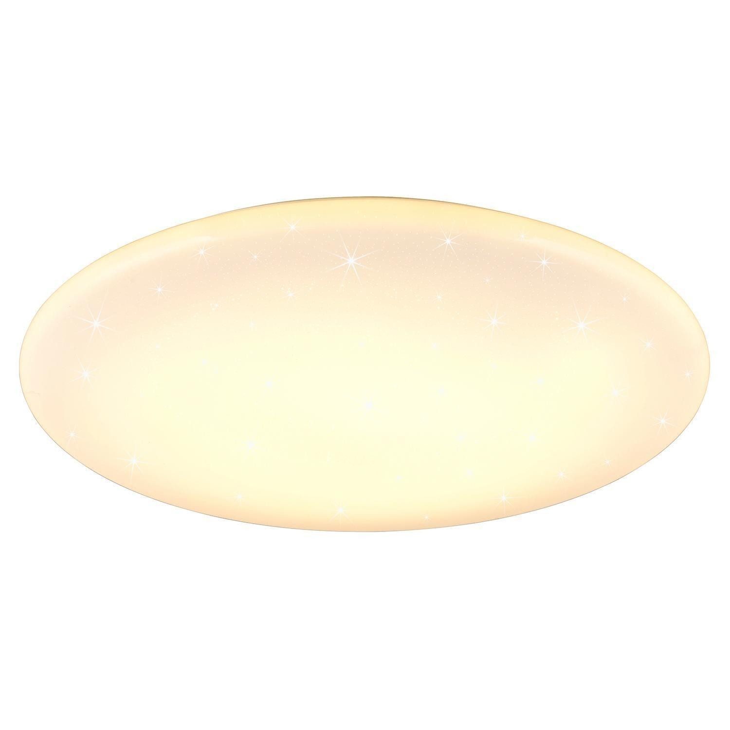 Reality Leuchten LED Deckenleuchte NANDO, Ø 70 x H 8 cm, Weiß, Kunststoff, Anpassung der Farbtemperatur, Sternenhimmel, LED fest integriert, Extra-Warmweiß, Neutralweiß, Tageslichtweiß