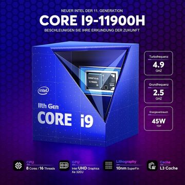 ACEMAGIC Mini-PC (Intel Core i9 11900H, UHD Graphics, 16 GB RAM, 512 GB SSD, Mini Computer 3-Modus-Anpassung WiFi 6 BT 5.2 4K UHD RGB DDR Type-C)