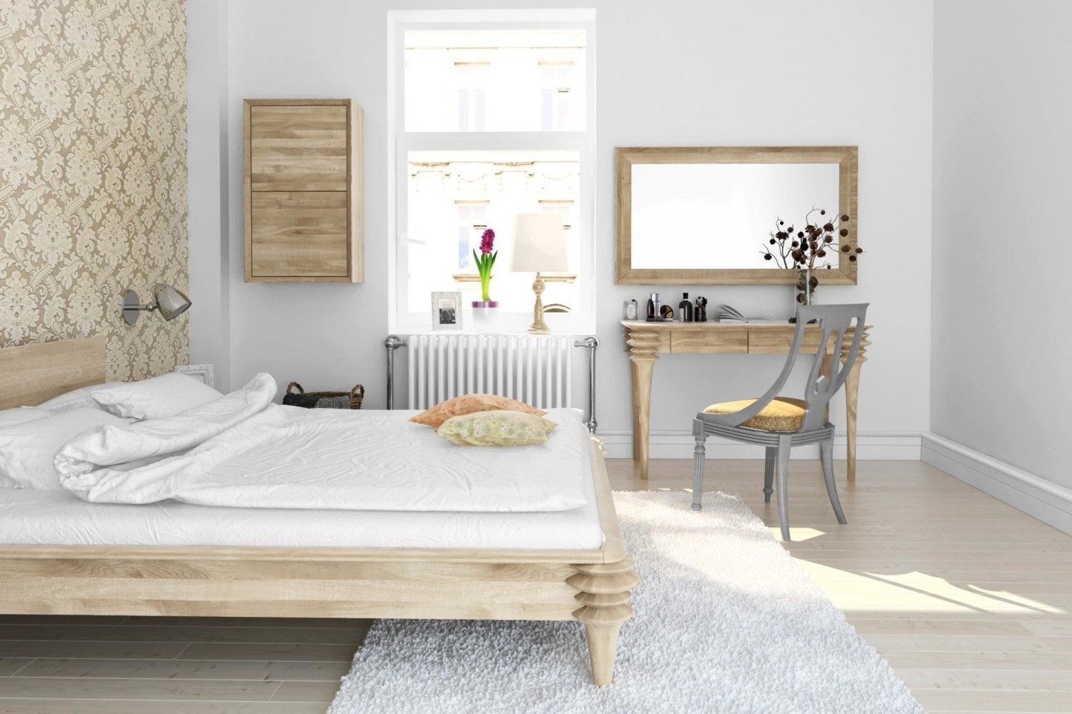 Natur24 Einzelbett Haris Bett 220 x 90 cm Wildeiche Bianco