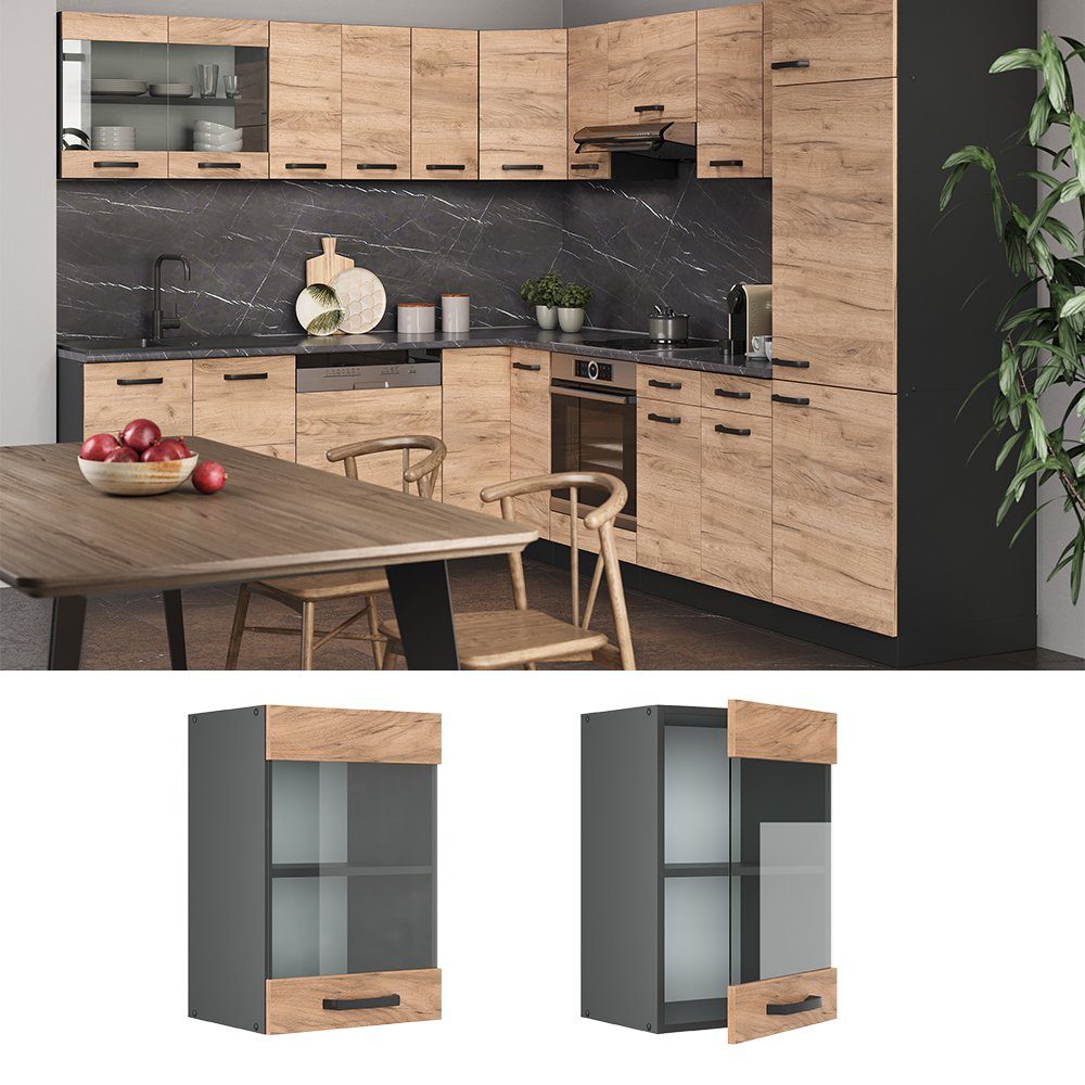 Vicco Glashängeschrank R-Line, Goldkraft Eiche/Anthrazit, 40 günstig online kaufen
