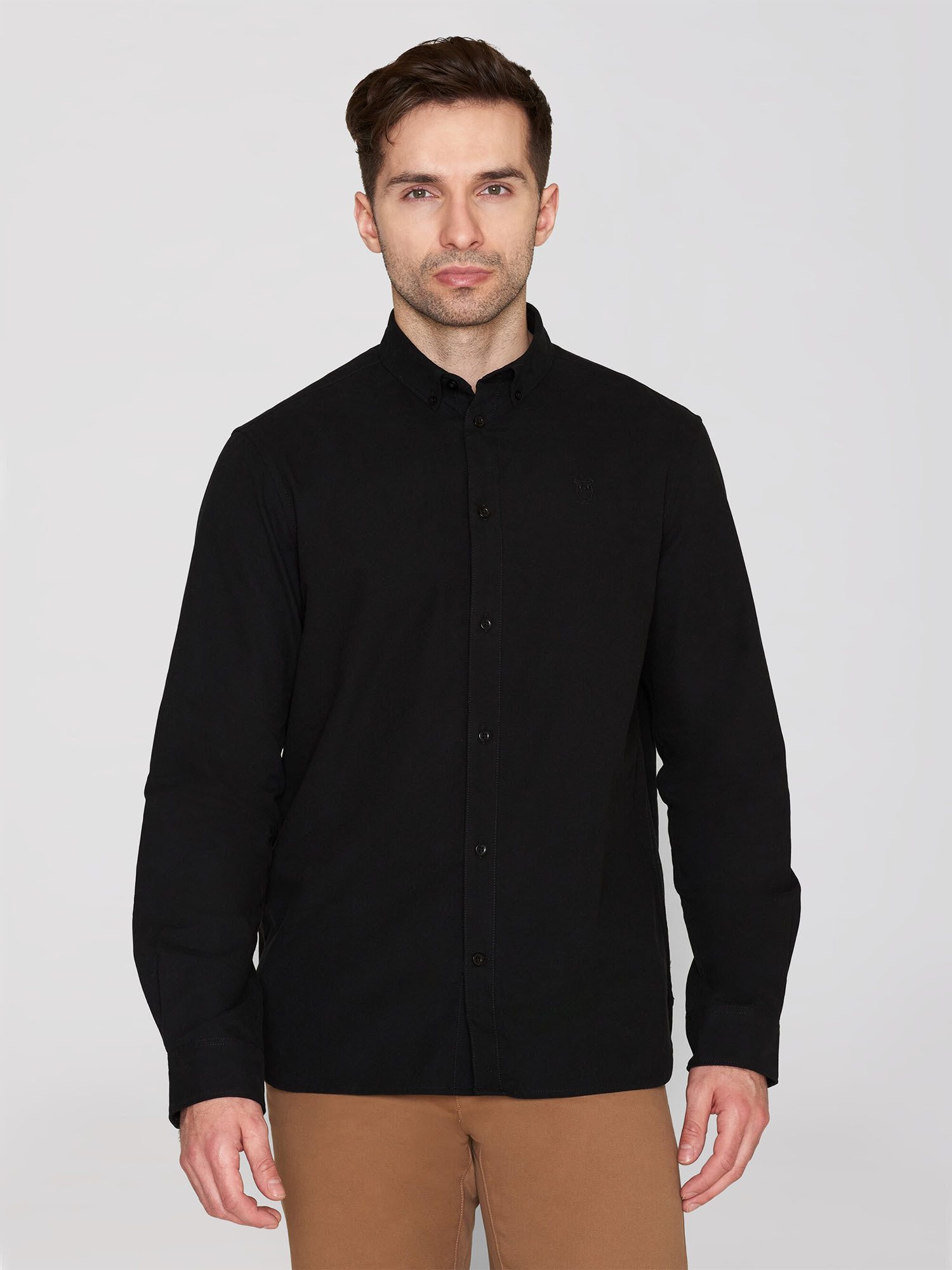 KnowledgeCotton Apparel Langarmhemd HARALD Small Owl Oxford Regular Fit Shirt