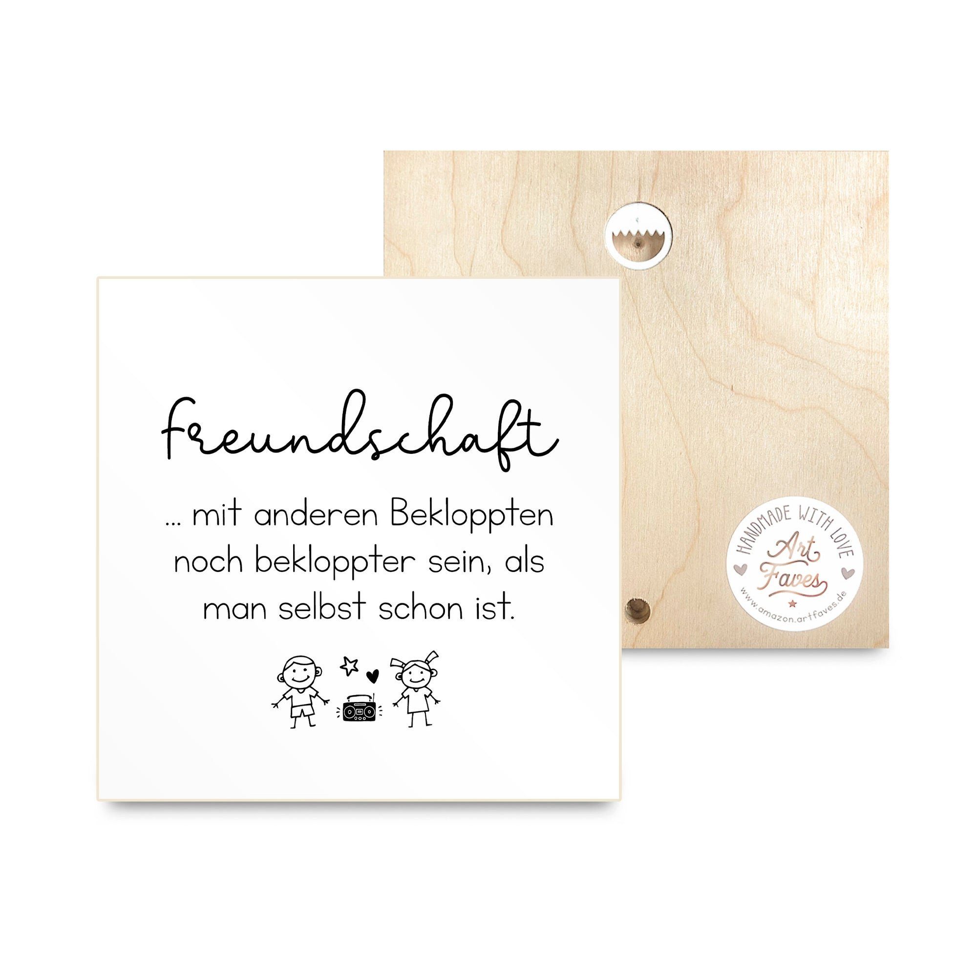 ARTFAVES Holzbild Holzschild mit Spruch Freundschaft mit anderen