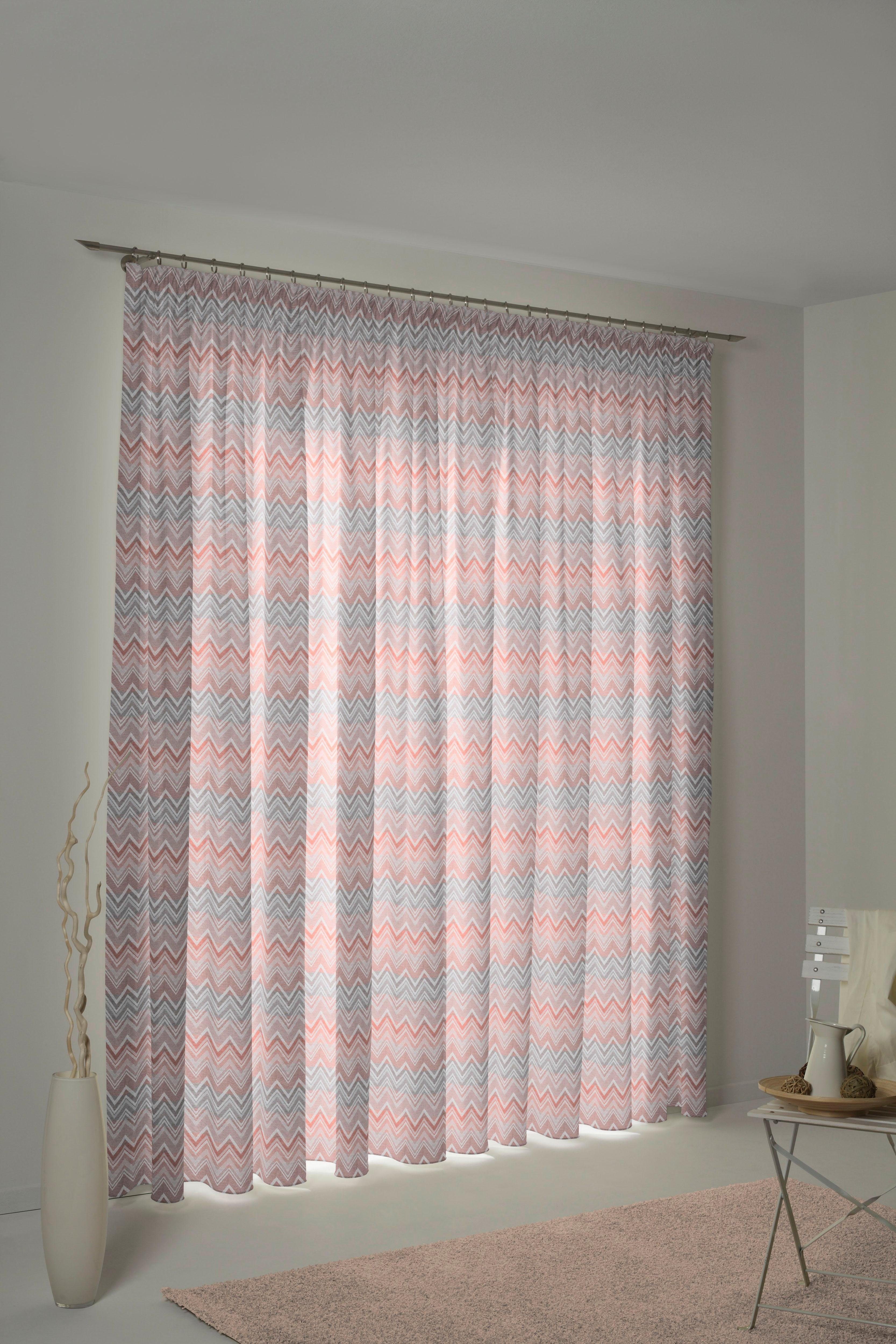 Vorhang Benewitz, Wirth, Kräuselband (1 St), blickdicht, Jacquard apricot