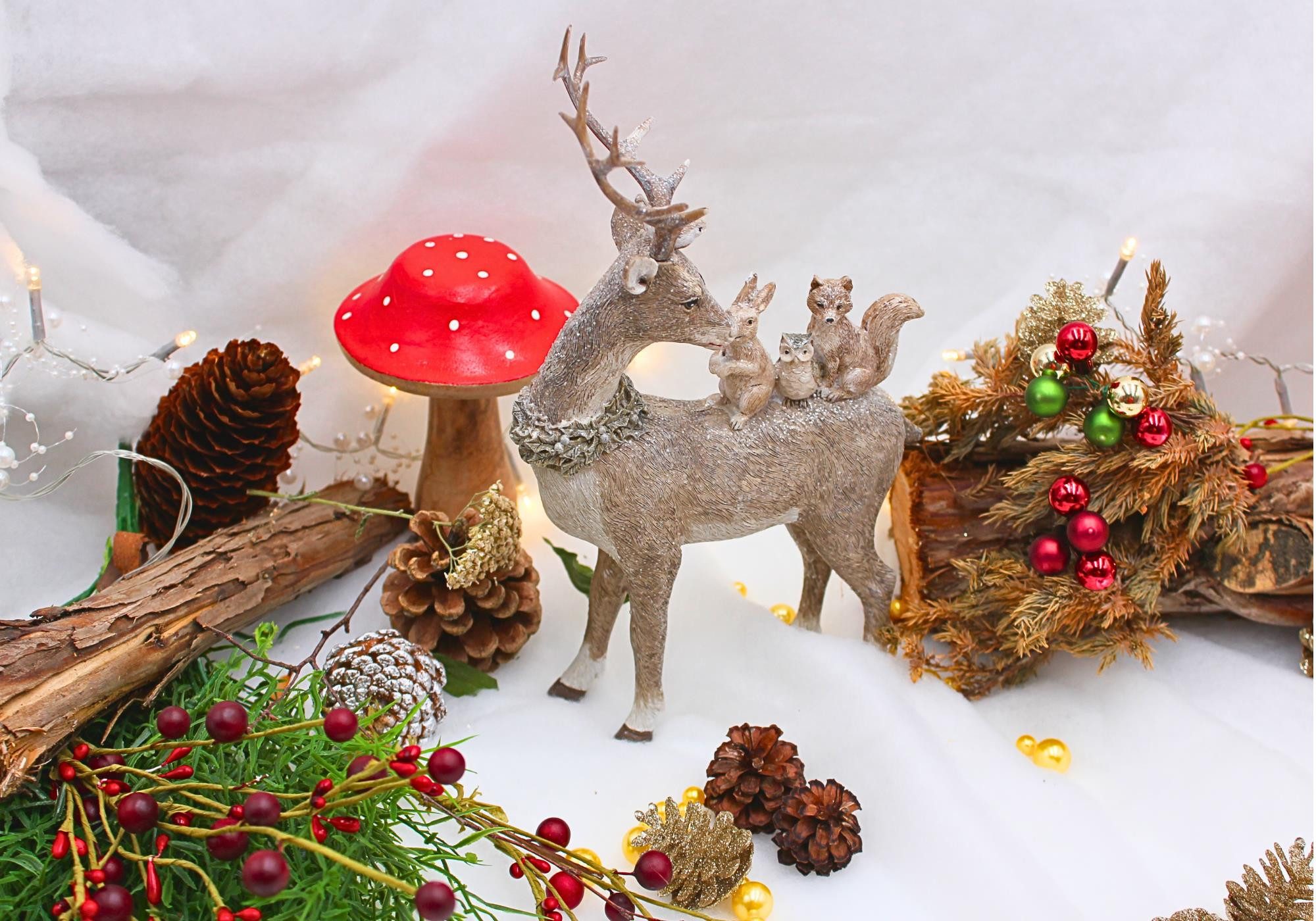 Dekohelden24 Dekofigur Hirsch aus Poly Grau L/B/H 16x26x5cm günstig online kaufen