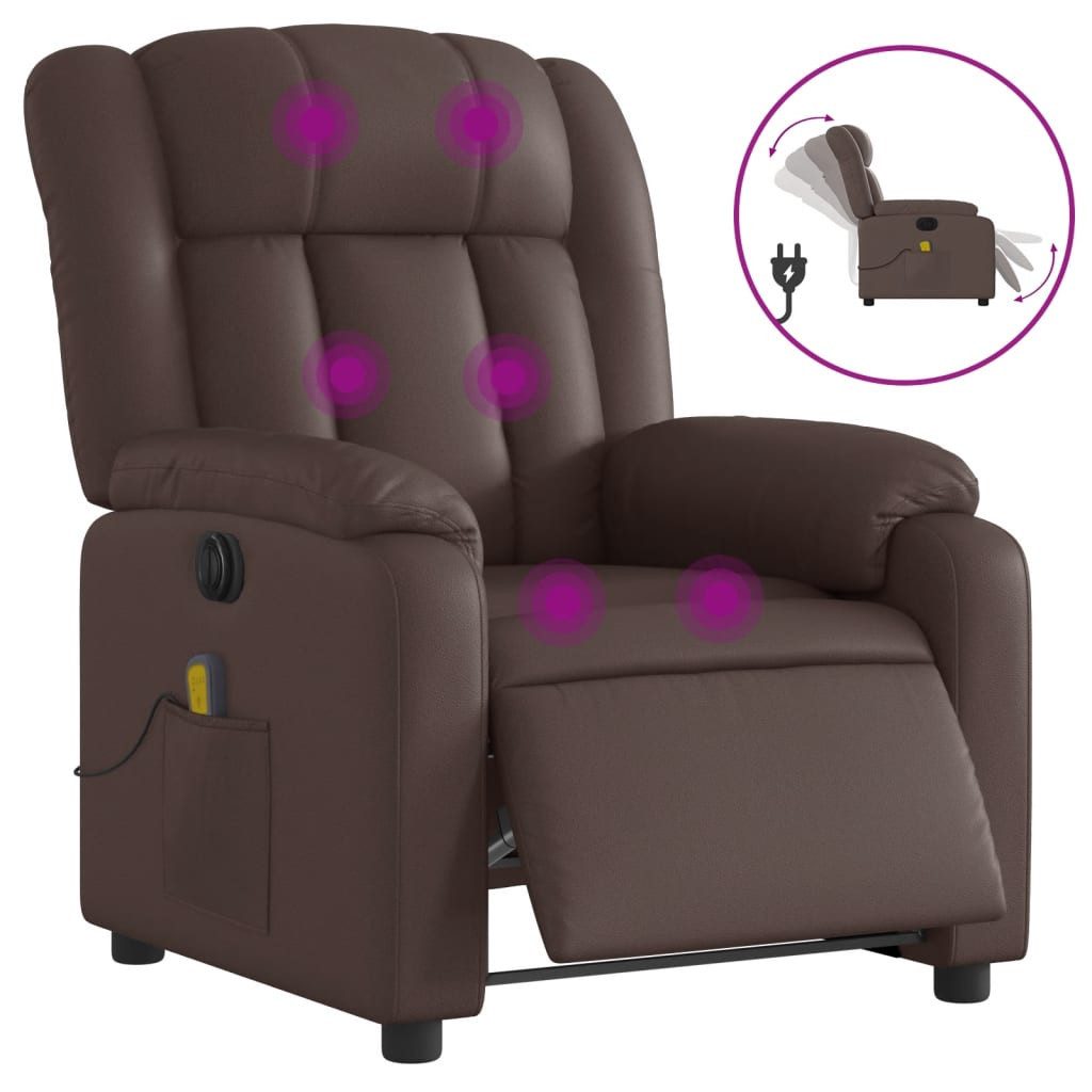 vidaXL Sessel Massagesessel Elektrisch Braun Kunstleder günstig online kaufen