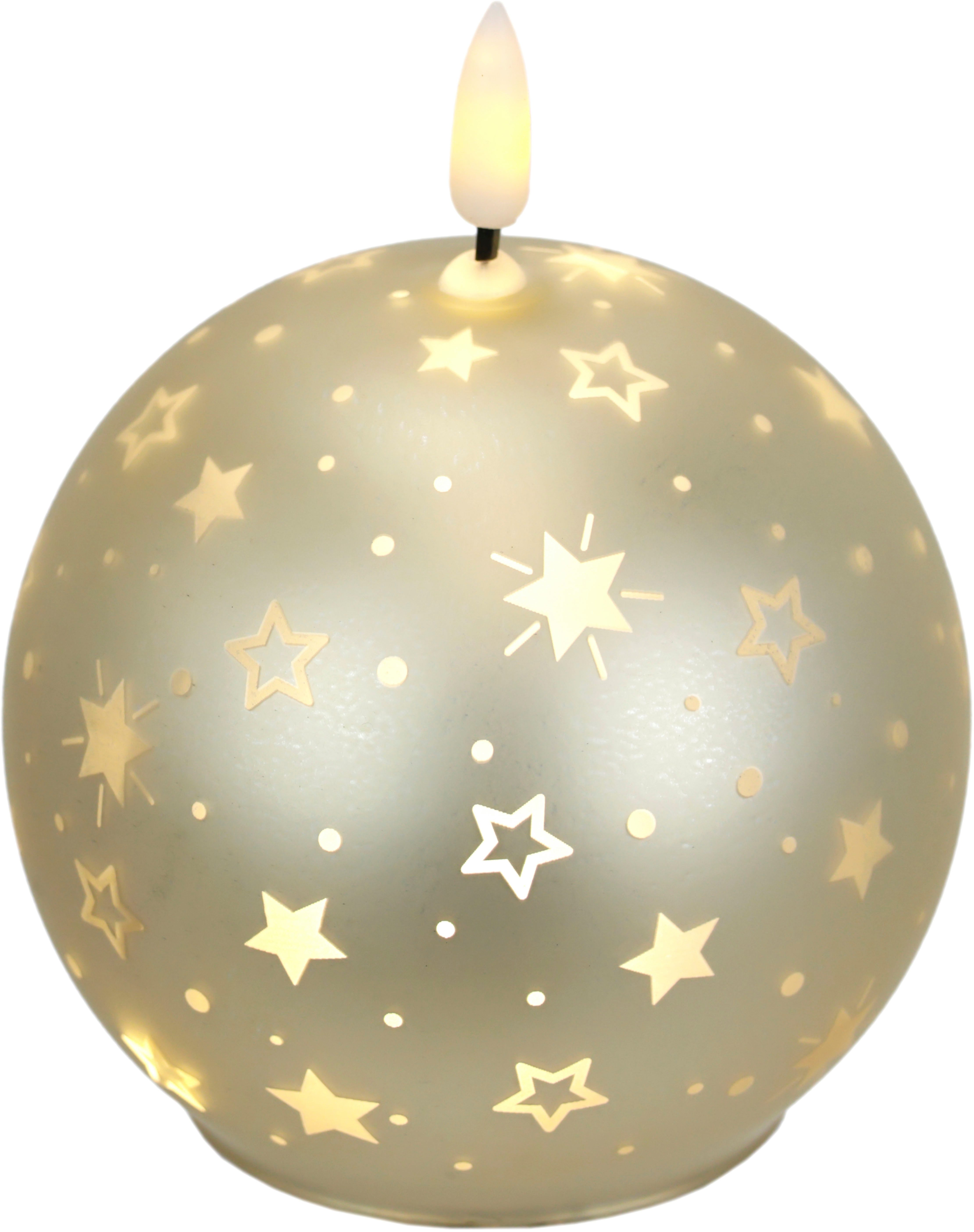 I.GE.A. LED-Kerze Kugel-Kerze B, aus Glas batteriebetrieben mit Timer Adventskranz Adventskerzen