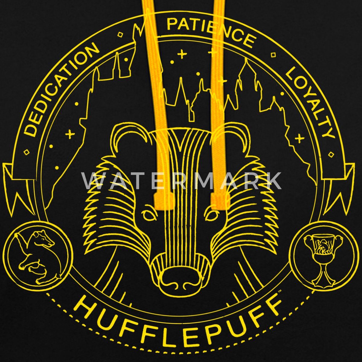 Spreadshirt Hoodie Harry Potter Hufflepuff Dachs Wappen Unisex Kontrast Hoodie (1-tlg)