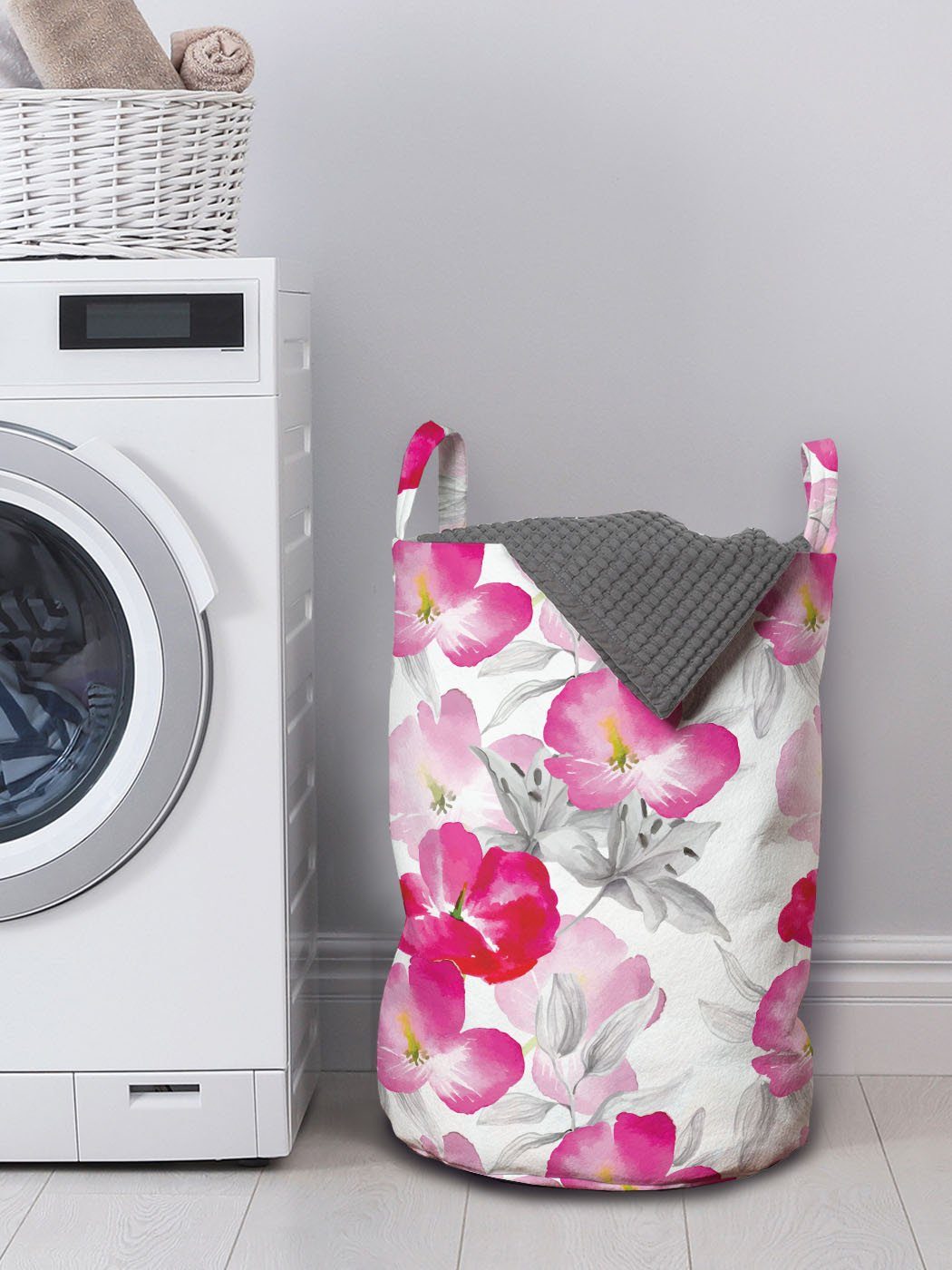 Romantische Griffen Waschsalons, Blume für Abakuhaus Frühling Zusammensetzung Kordelzugverschluss Wäschesäckchen Wäschekorb mit