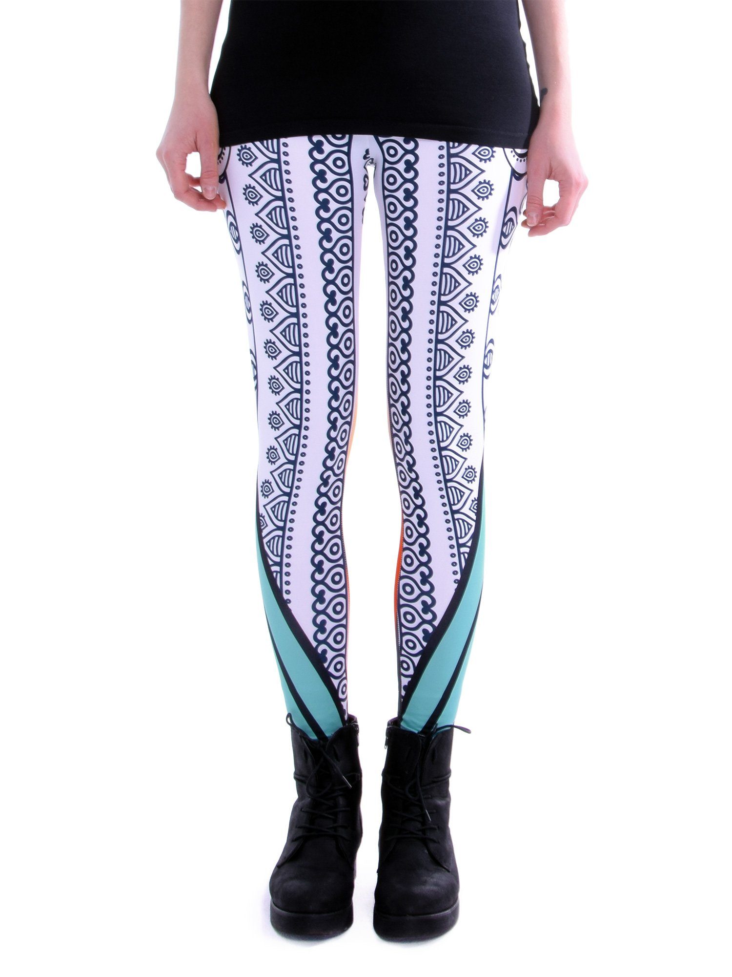 cosey Leggings Mandala Line Leggings (Einheitsgröße XS - L) (farbenfrohes Blumen-Design • figurbetonte Passform • schnelltrocknend, Einzelartikel) Mandala Stripes