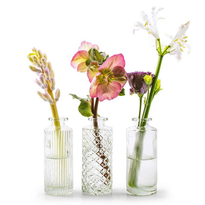 Annastore Dekovase Vasen MIRA aus Glas, Glasflaschen, H 13,5 cm (6 St), Dekovasen, Glasvasen, Tischvase, Blumenvasen, Väschen