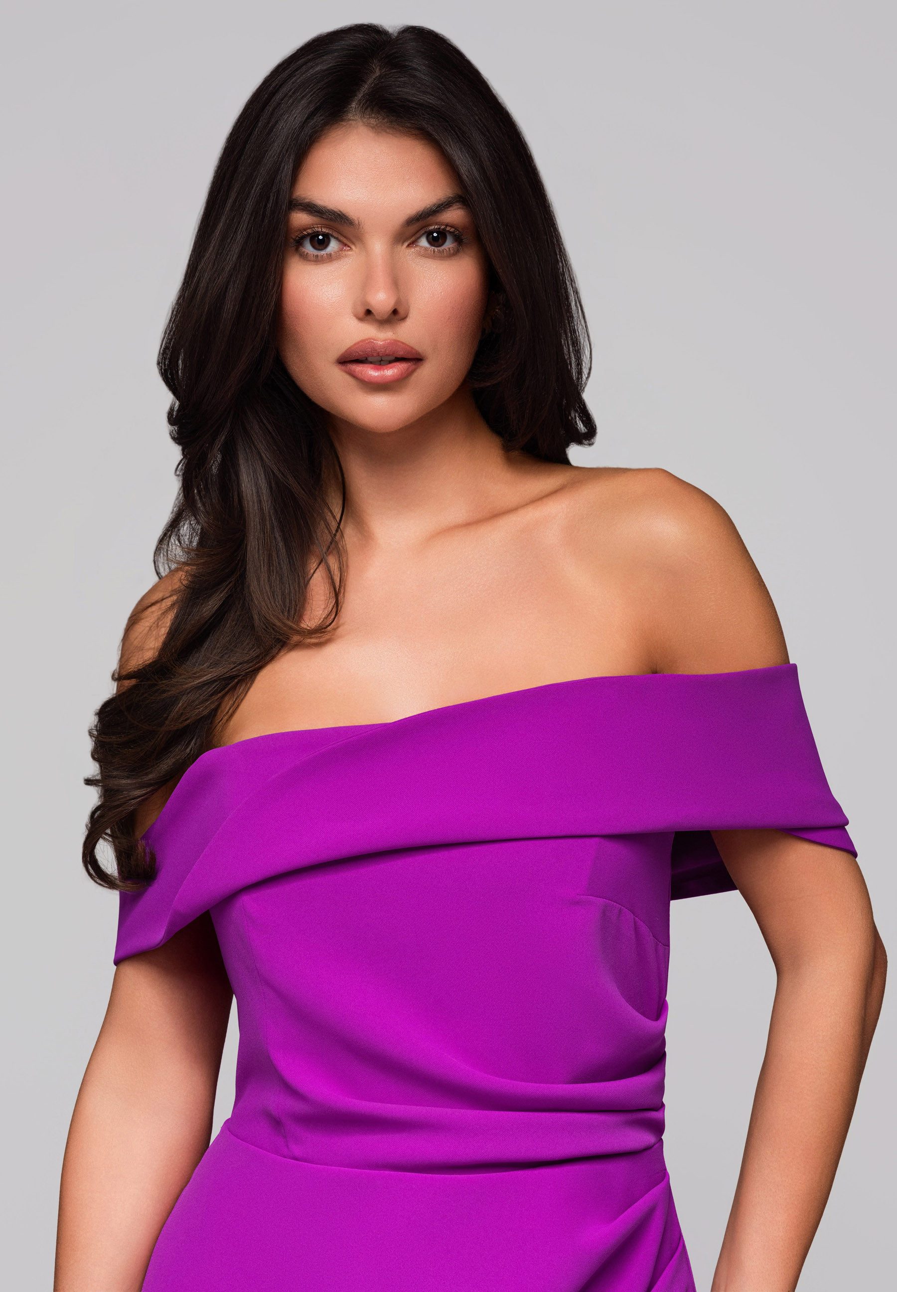 OMBRE Abendkleid Abendkleid mit Carmen-Ausschnitt