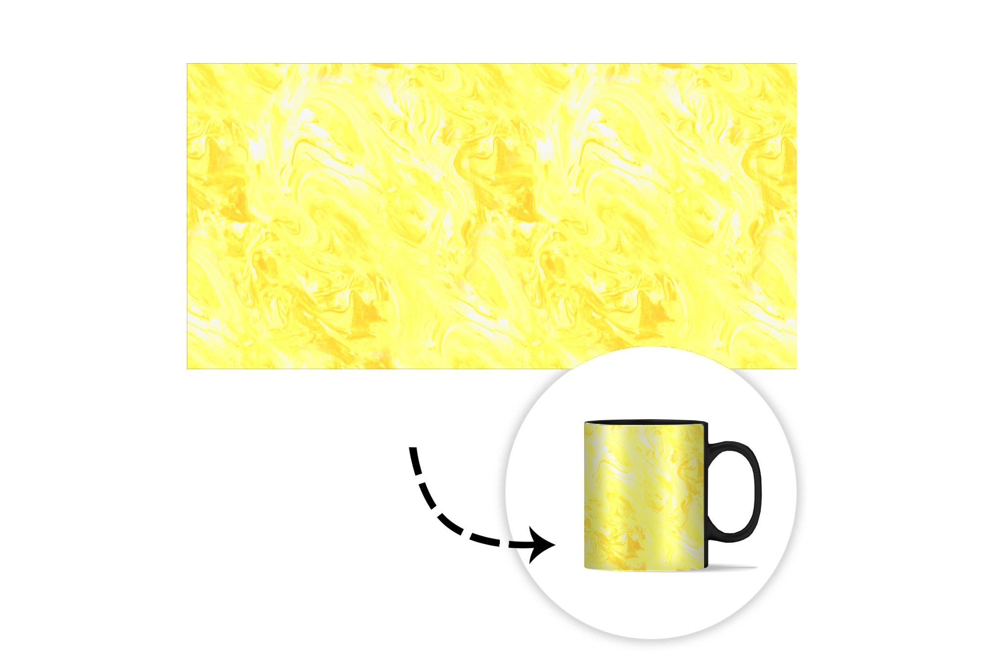 MuchoWow Tasse Gelb - Farbwechsel, Teetasse, Keramik, Farbe, - Marmor - Geschenk Kaffeetassen, Muster Zaubertasse