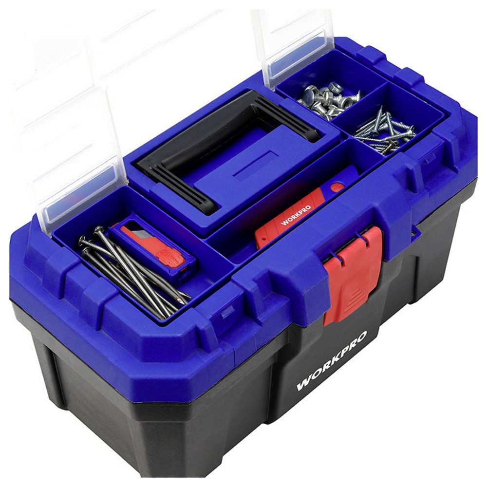 WorkPro Werkzeugbox WorkPro WP283001 410 x 230 x 205 mm Werkzeugkasten unbestückt Blau, S