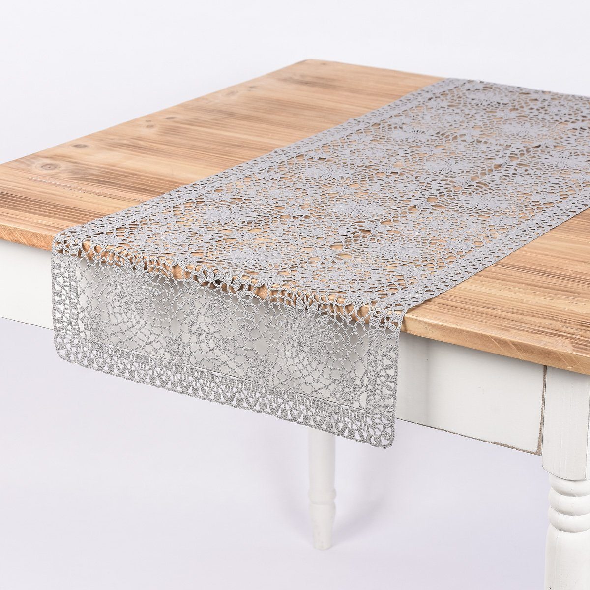 SCHÖNER LEBEN. Tischläufer Tischläufer Häkelspitze Amira grau 40x150cm günstig online kaufen