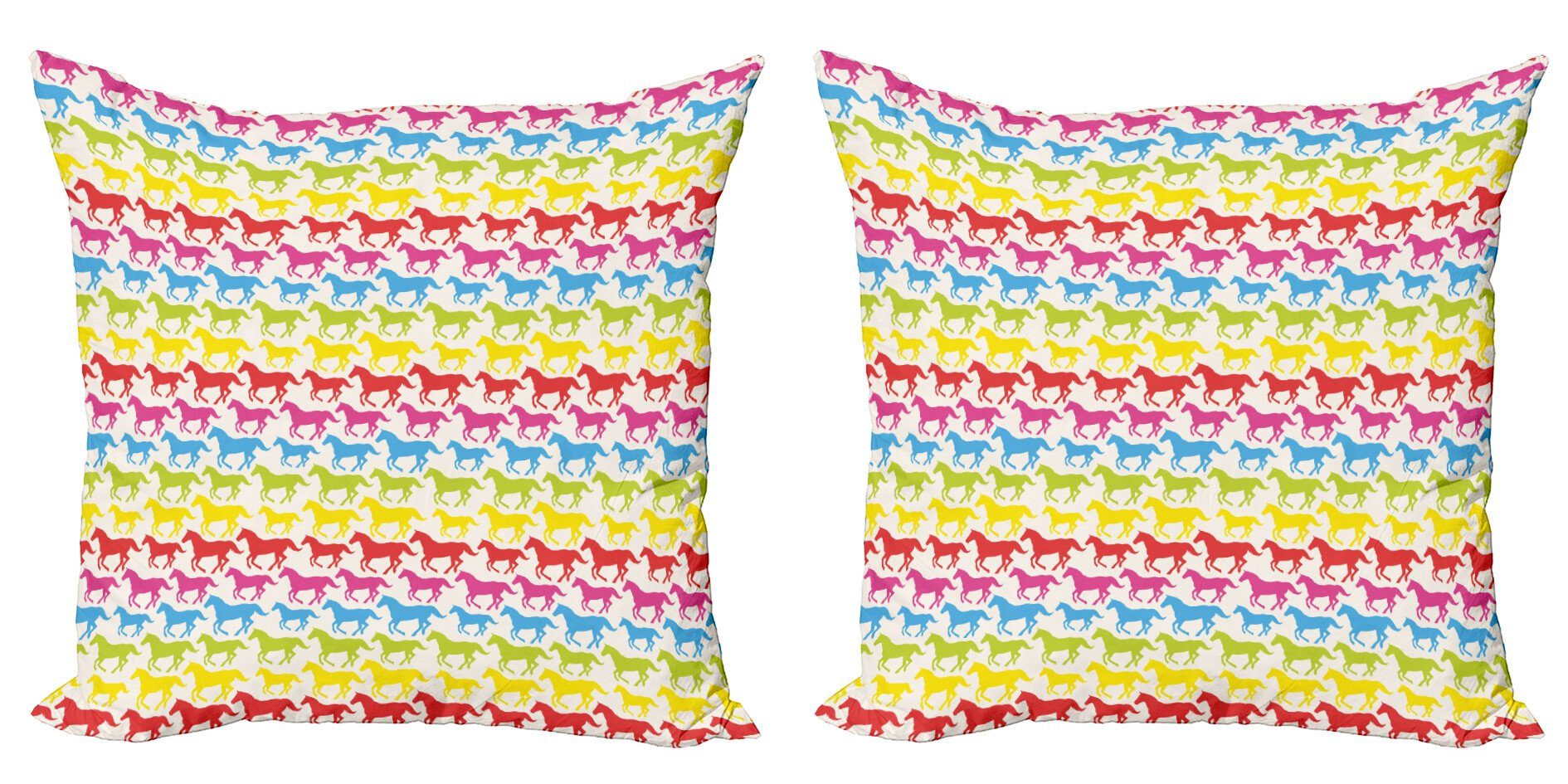 Kissenbezüge Modern Accent Doppelseitiger Digitaldruck, Abakuhaus (2 Stück), Pferde Rainbow Color Giddy
