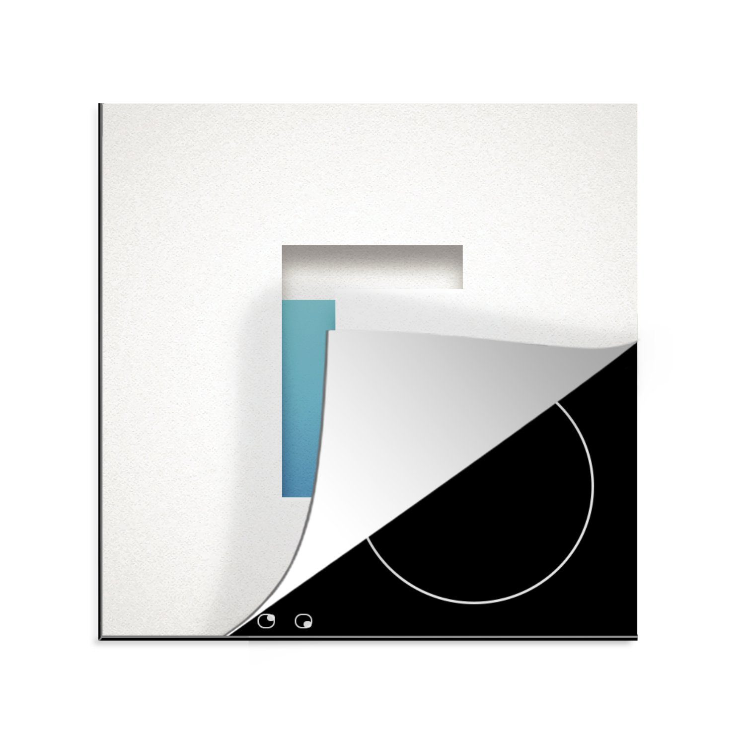 MuchoWow Herdblende-/Abdeckplatte Eine Illustration des blau-weißen Buchstabens für (1 Ceranfeldabdeckung, cm, küche Vinyl, Arbeitsplatte tlg), F, 78x78