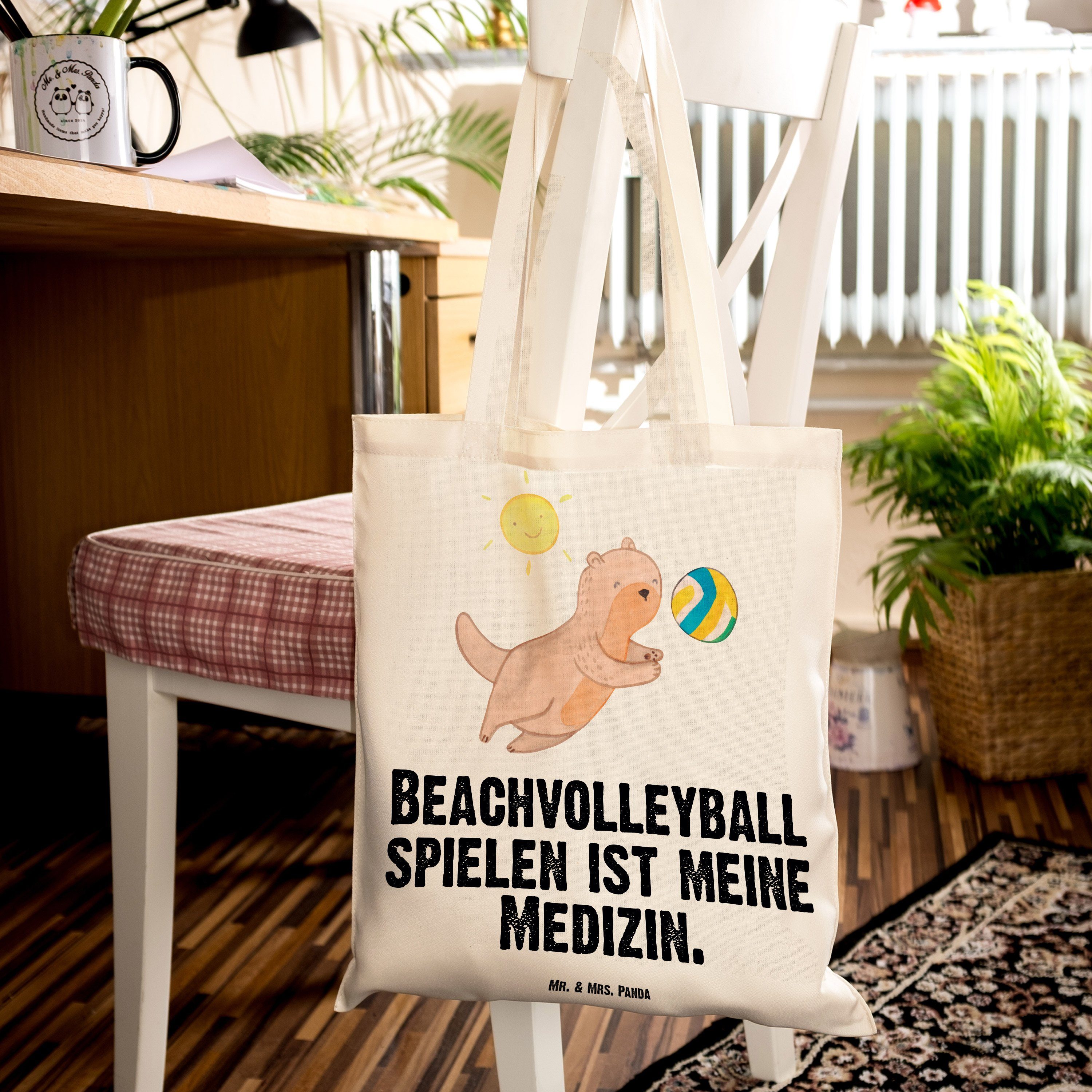 Mr. & Mrs. Panda Otter Geschenk, Volleyballtur Beachvolleyball (1-tlg) Tragetasche - Transparent Medizin 