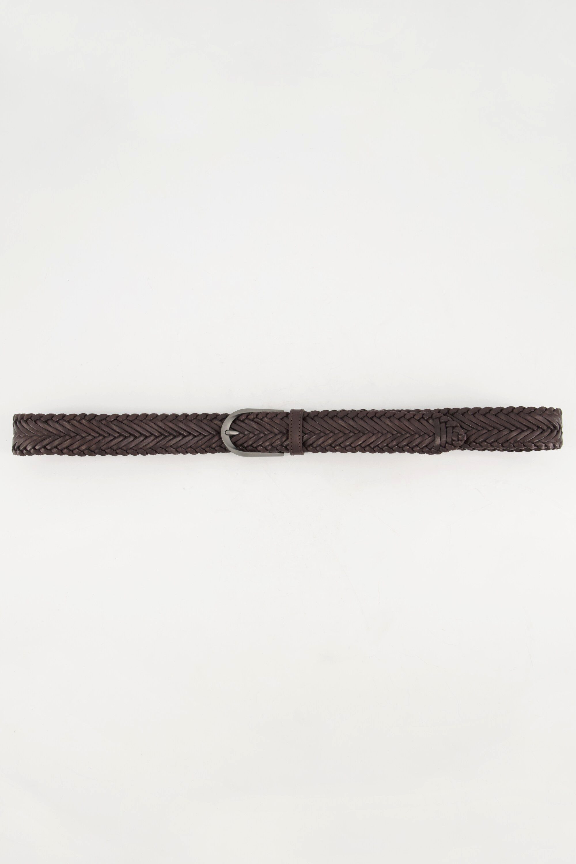 Ulla Popken Hüftgürtel Ledergürtel geflochten Metallic-Schließe