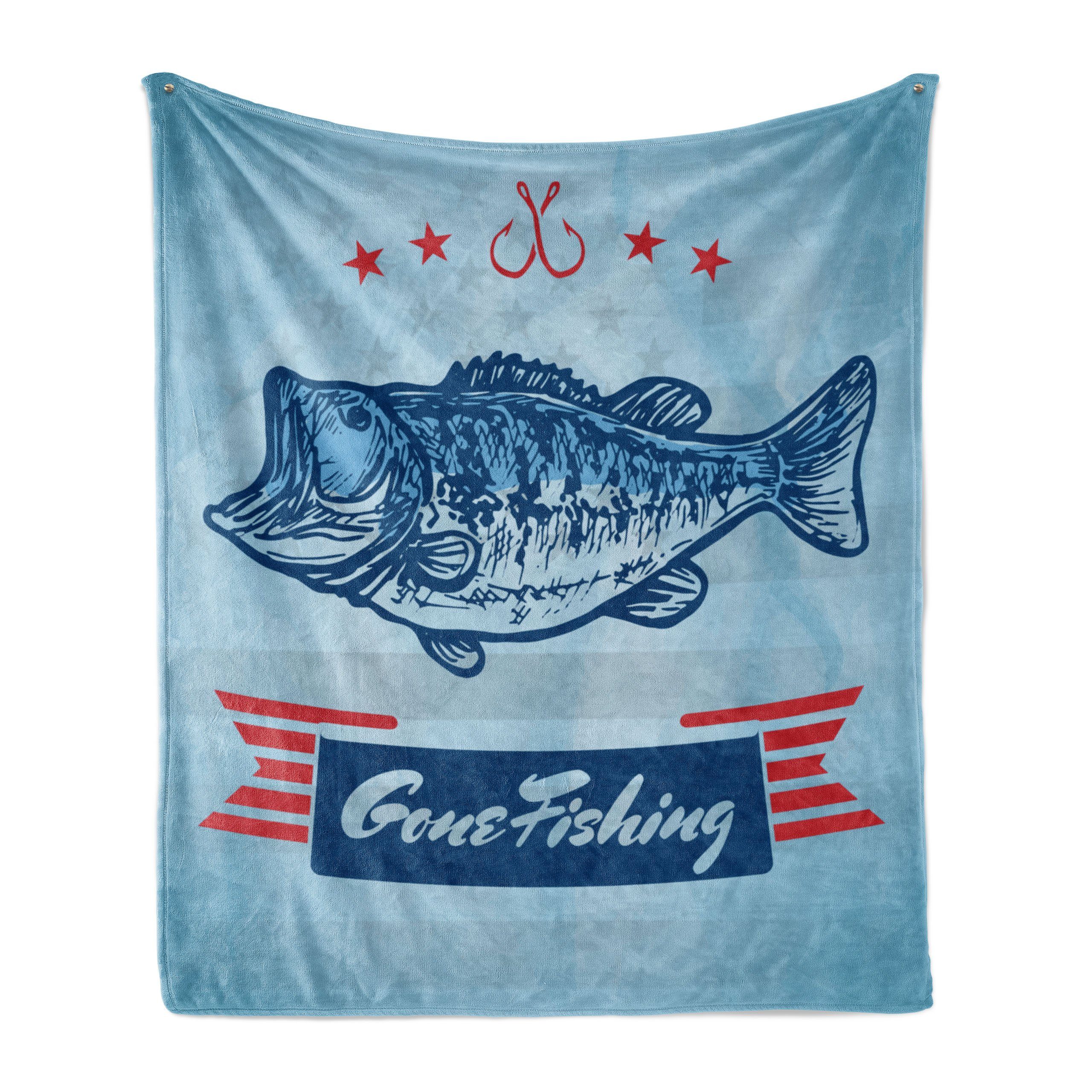 Gone Gemütlicher Fish USA-Flagge für Innen- Wohndecke den Abakuhaus, und Throat Fishing Außenbereich, Plüsch