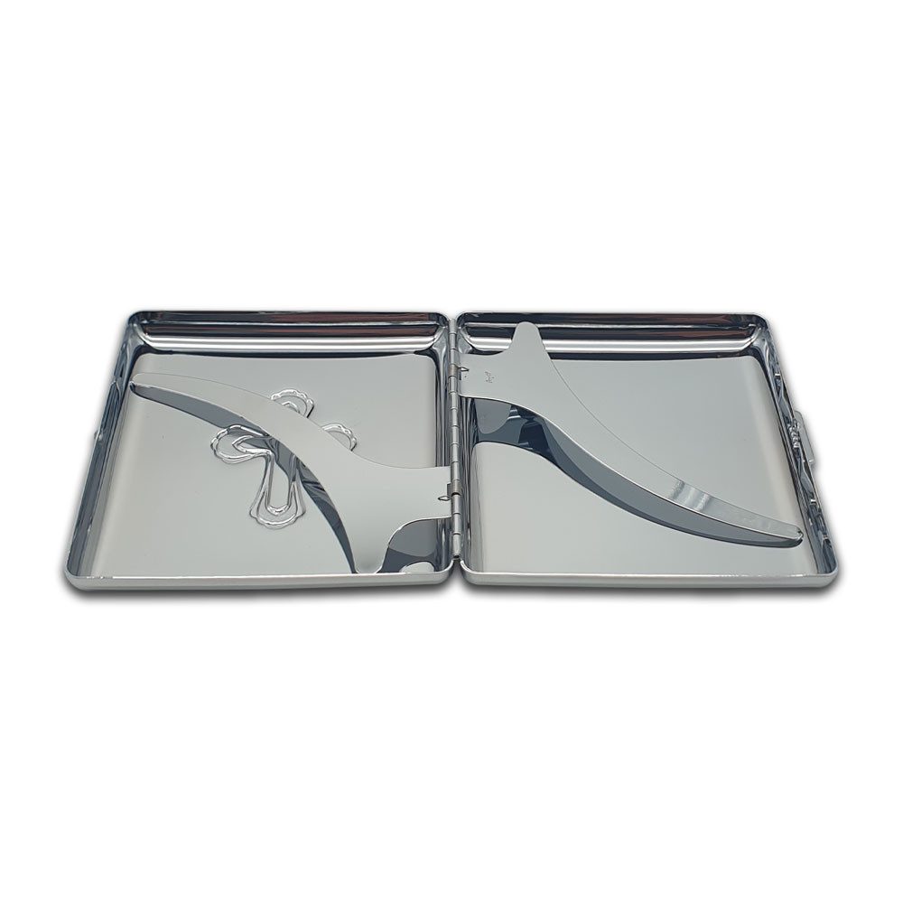 Coumo Kartenetui Edles Metall Zigarettenetui, Farbe: Silber, Kreuz Ornament günstig online kaufen