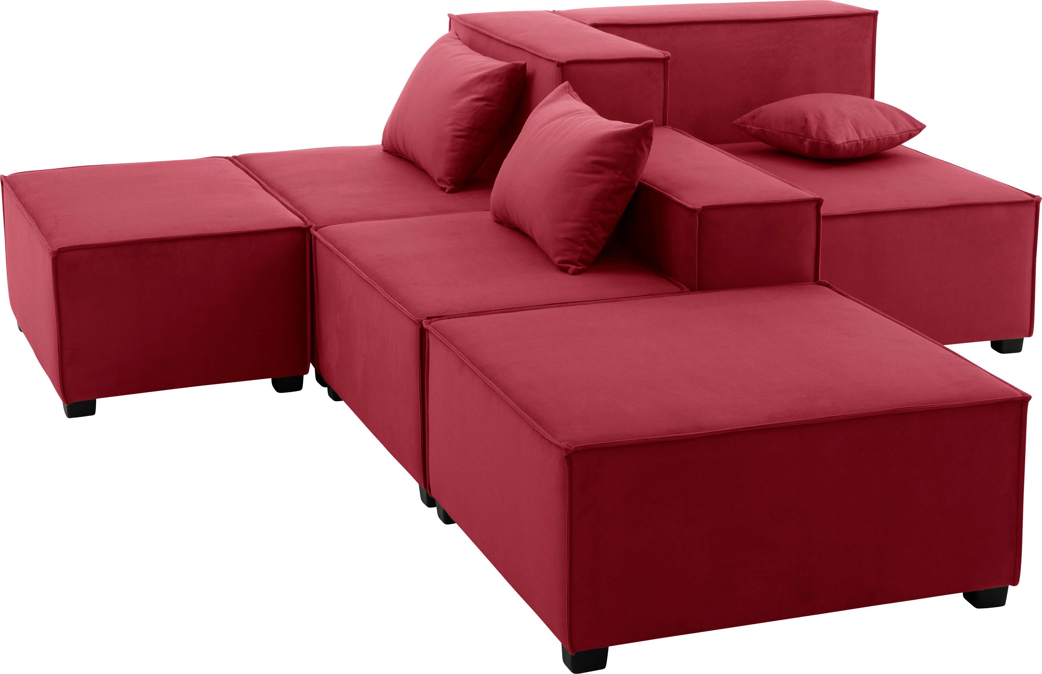 Zierkissen, Sofa-Set Sitz-Elementen, Max 3 Set, kombinierbar MOVE, aus inklusive rot 8 03 Wohnlandschaft Winzer®