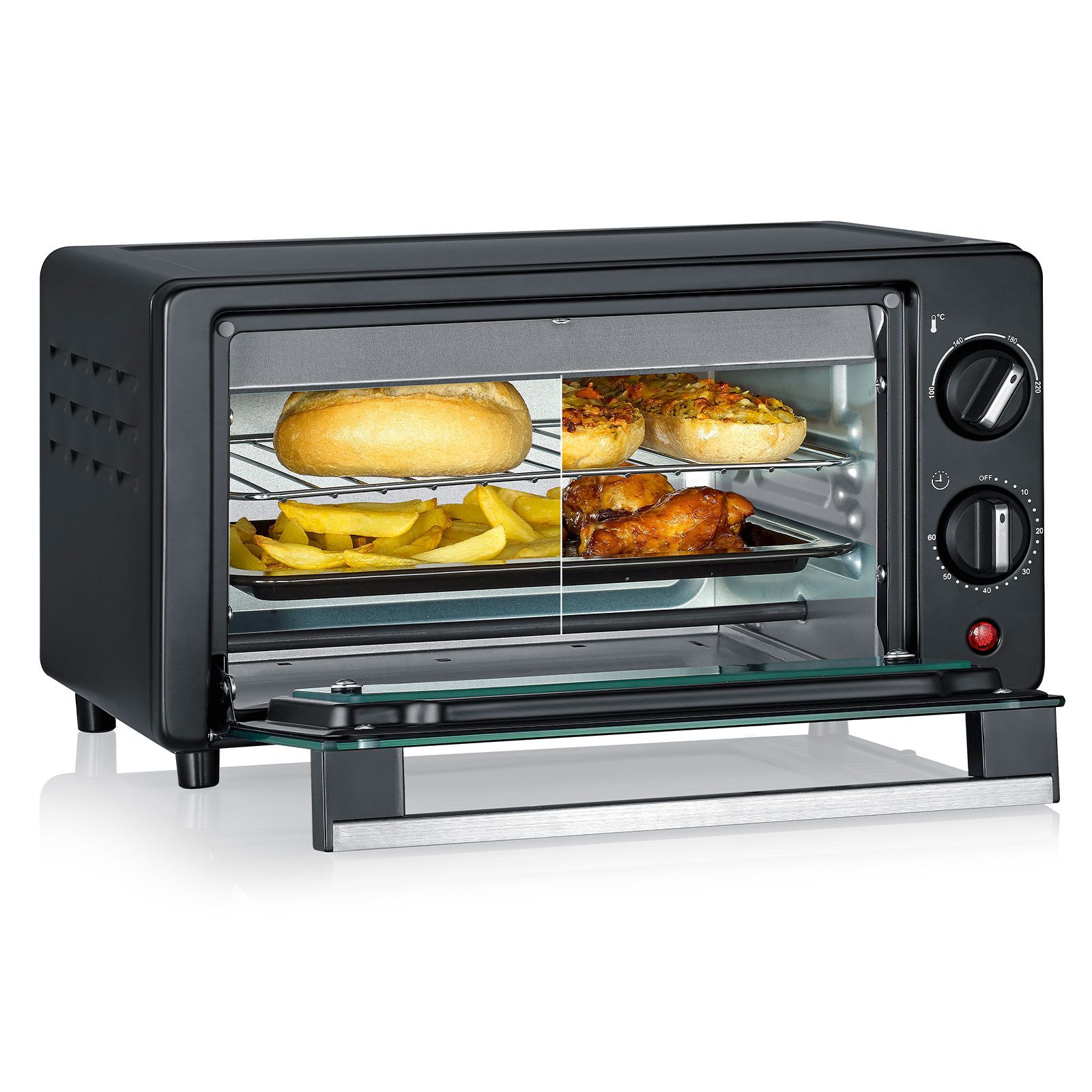 Severin Minibackofen TO 2062, Kompakter 9-Liter Toastofen mit Timer und Temperaturregelung