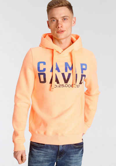 CAMP DAVID Kapuzensweatshirt mit großer Logostickerei