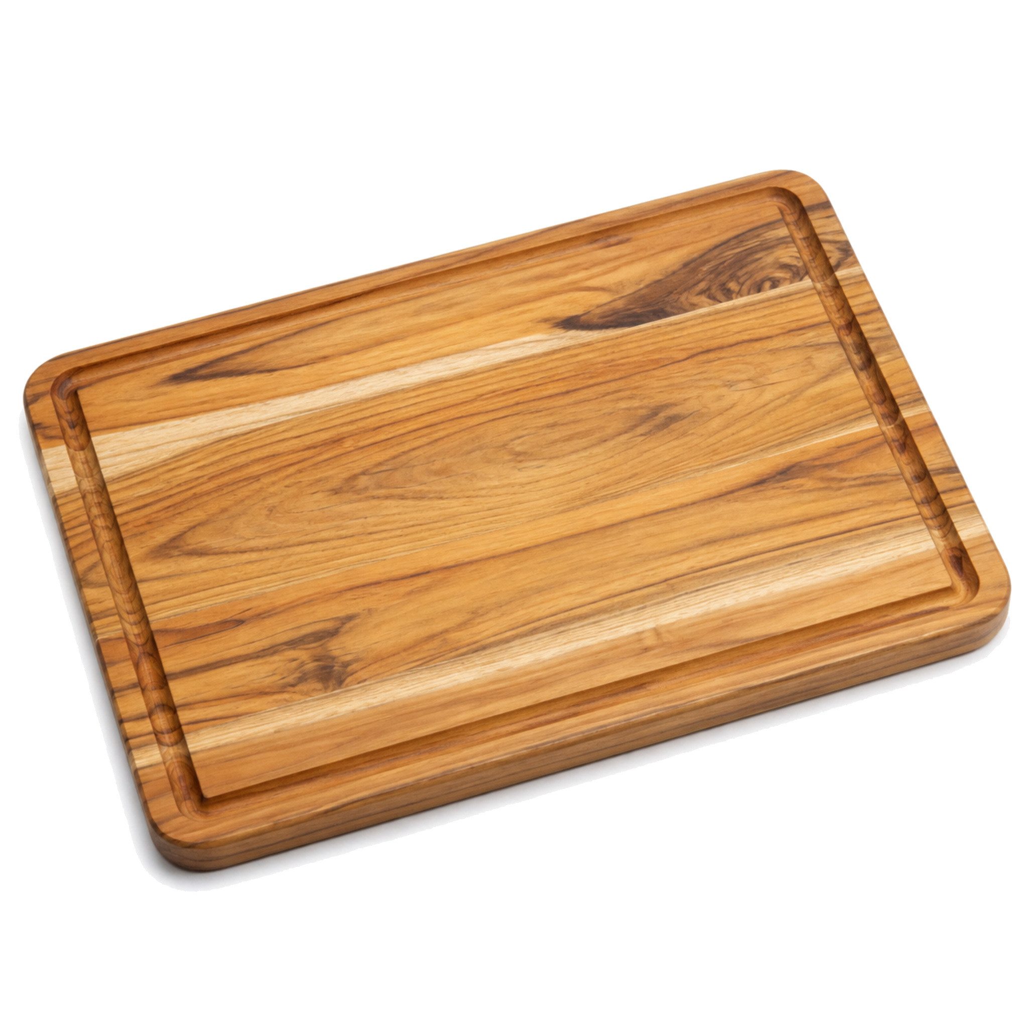 Floordirekt Schneidebrett Maison Teak Edge Grain massives Teakholz mit Saftrille Griffmulden, (Einzelartikel, 1-teilig), Naturholz,3 Größen