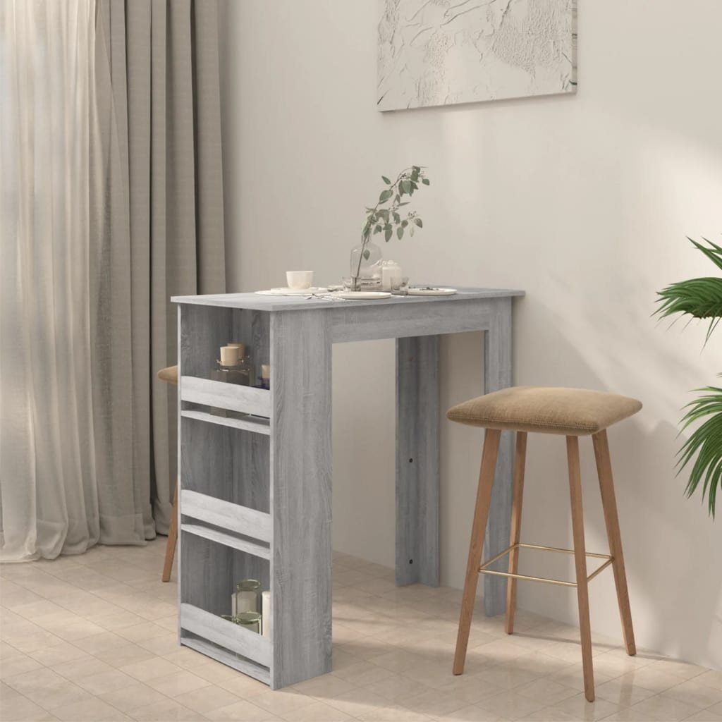 furnicato Stehtisch Moderner 102x50x103,5 cm in Grau Sonoma aus Holzwerkstoff (1-St), Stabiler Bistrotisch mit drei Ablagen für Küche oder Essbereich