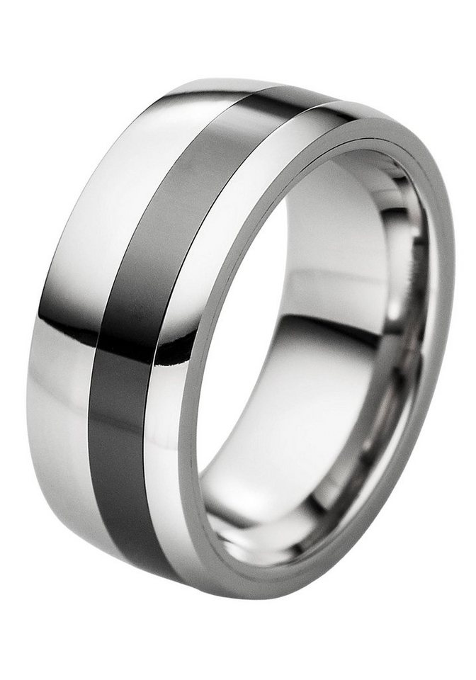 DOOSTI Trauring Schmuck Geschenk Edelstahl Trauring Ehering Partnerring  LIEBE, Made in Germany, mit o. ohne Zirkonia, Aus massivem Edelstahl, mit  Keramik kombiniert