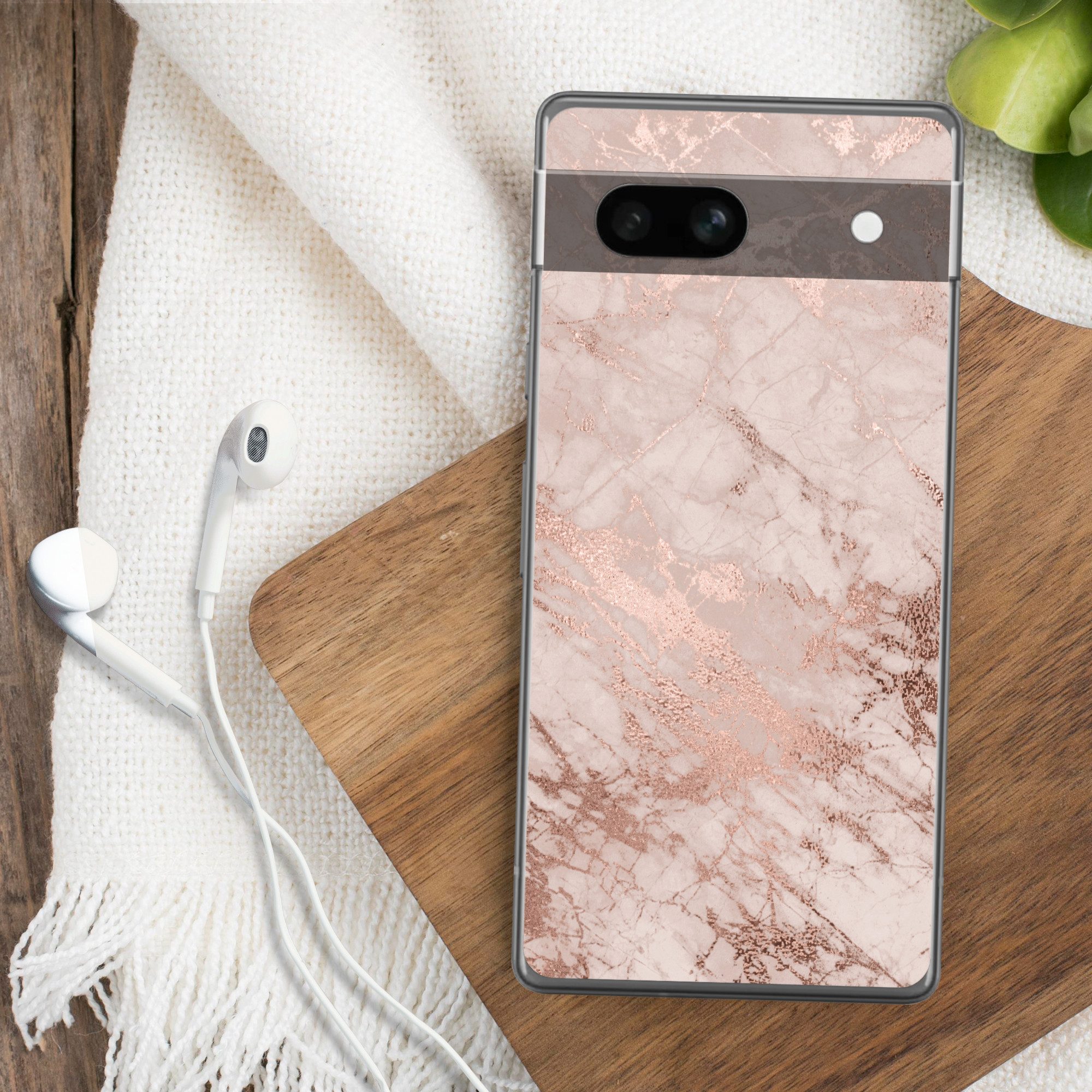 MuchoWow Handyhülle für Google Pixel 7a Marmor - Rosa - Luxus - Marmoroptik - Glitzer - De, Handy Case, Silikon, Bumper Case Dünn