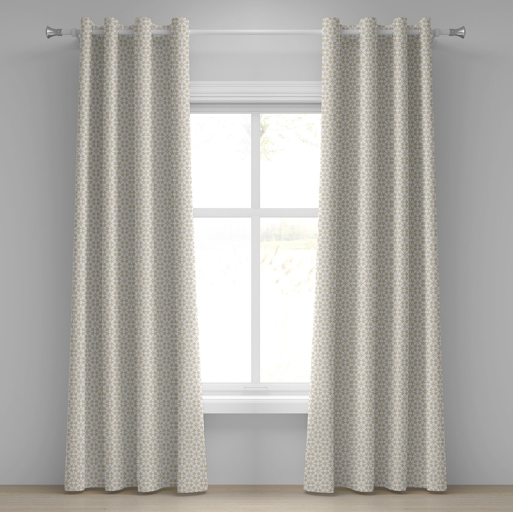 Gardine Dekorative 2-Panel-Fenstervorhänge für Schlafzimmer Wohnzimmer, Abakuhaus, Beige Abstract Floral Sterne