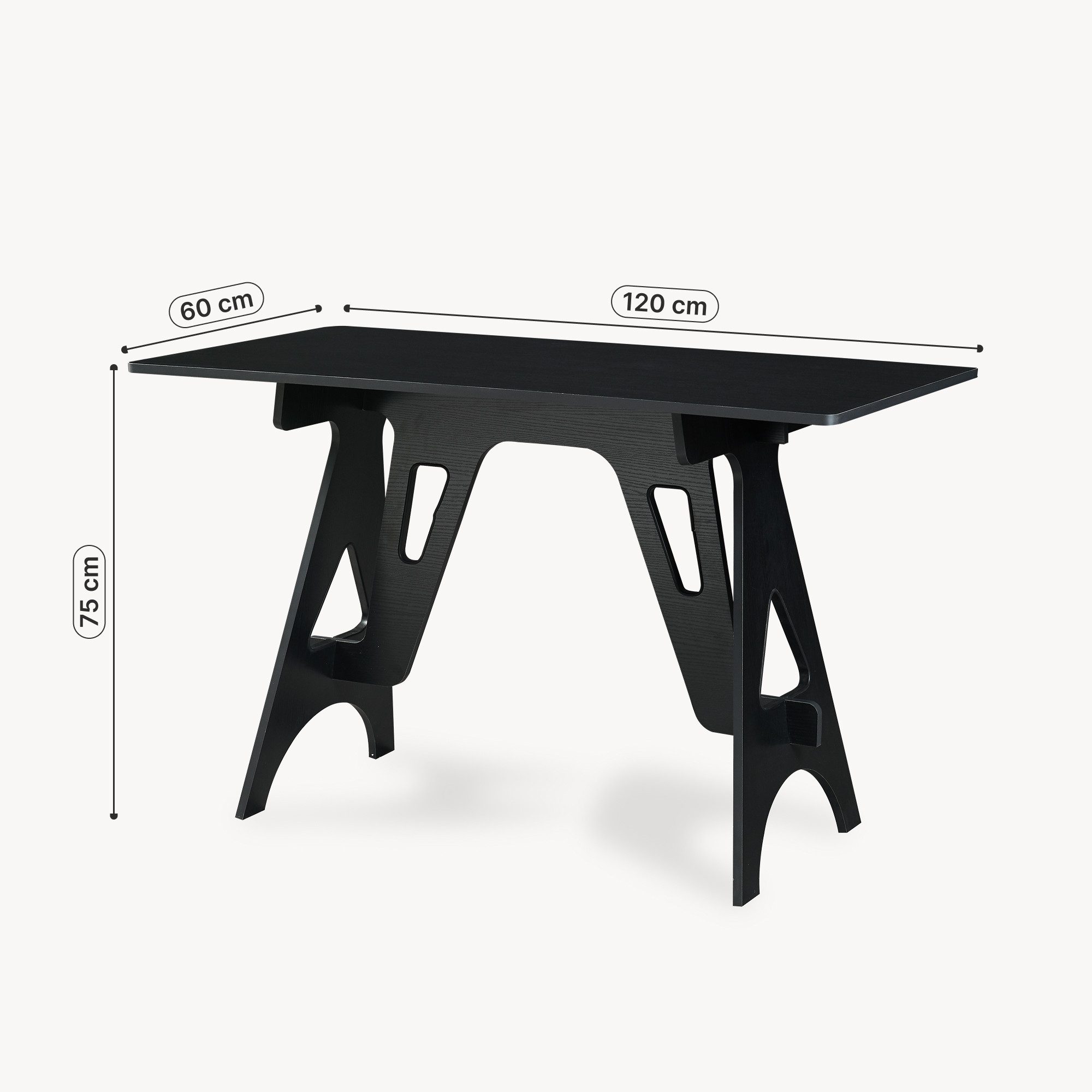 en.casa Schreibtisch, »Bostenenna« 120 x 60 x 75 cm Schwarz mit Holzmaserung