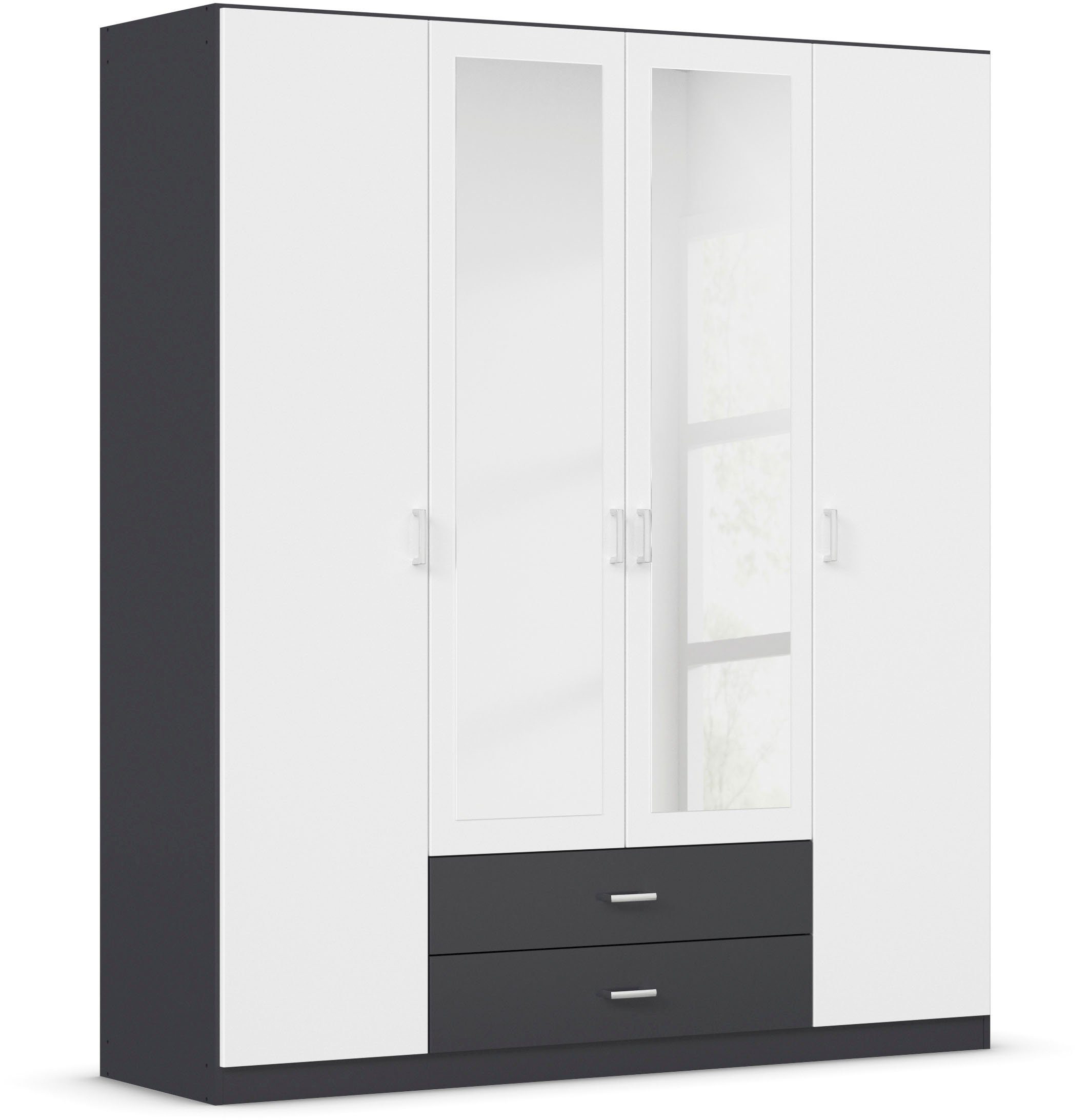 rauch Kleiderschrank Schrank Garderobe Ankleide GAMMA Breiten 91/136/181/226/271/315/360 cm (in 3 Ausstattungen BASIC/CLASSIC/PREMIUM (inkl. SOFT-CLOSE-Funktion) verschiedene Griff-Varianten, mit Spiegel TOPSELLER MADE IN GERMANY