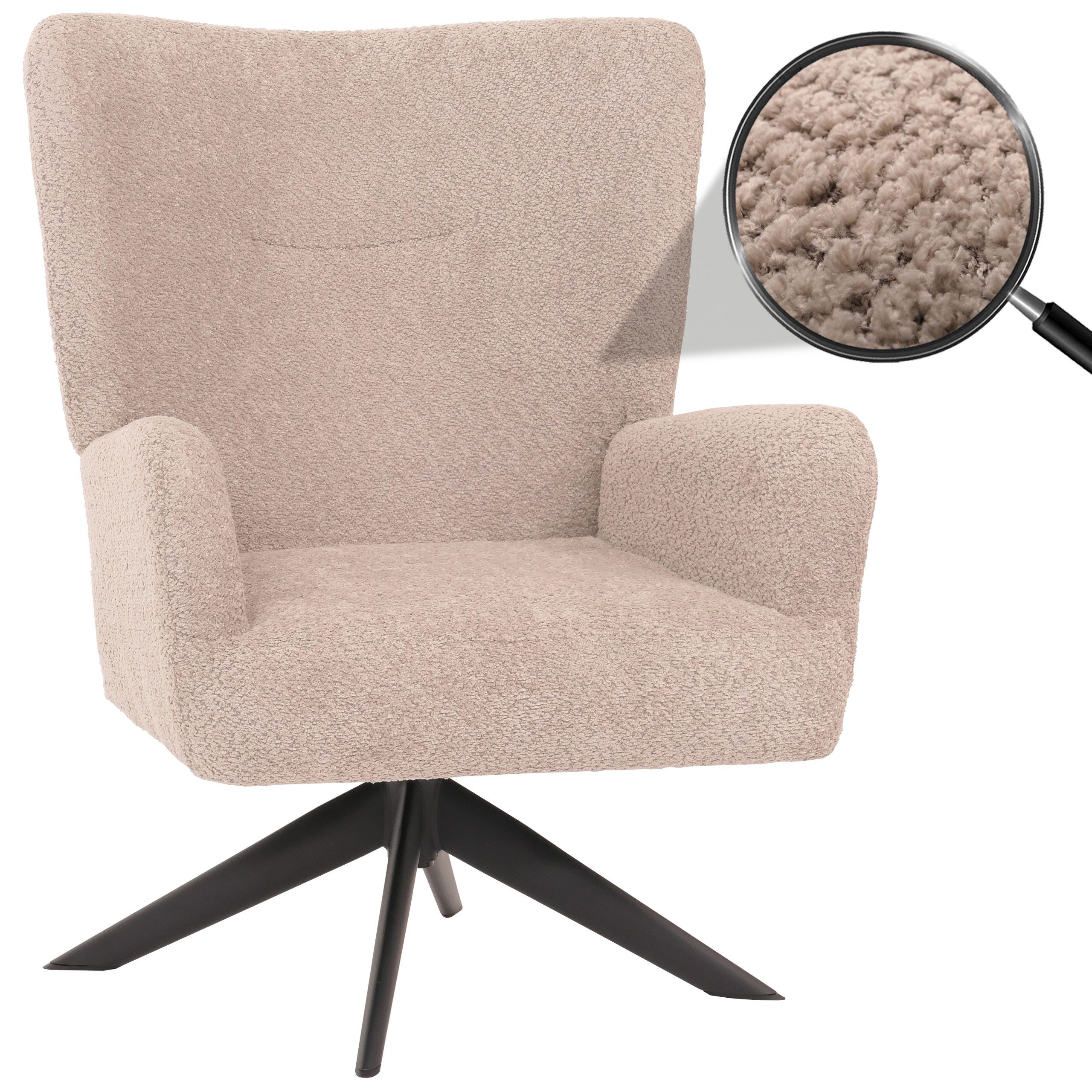MCW Loungesessel MCW-N65, Moderner Chenille-Stoffbezug
