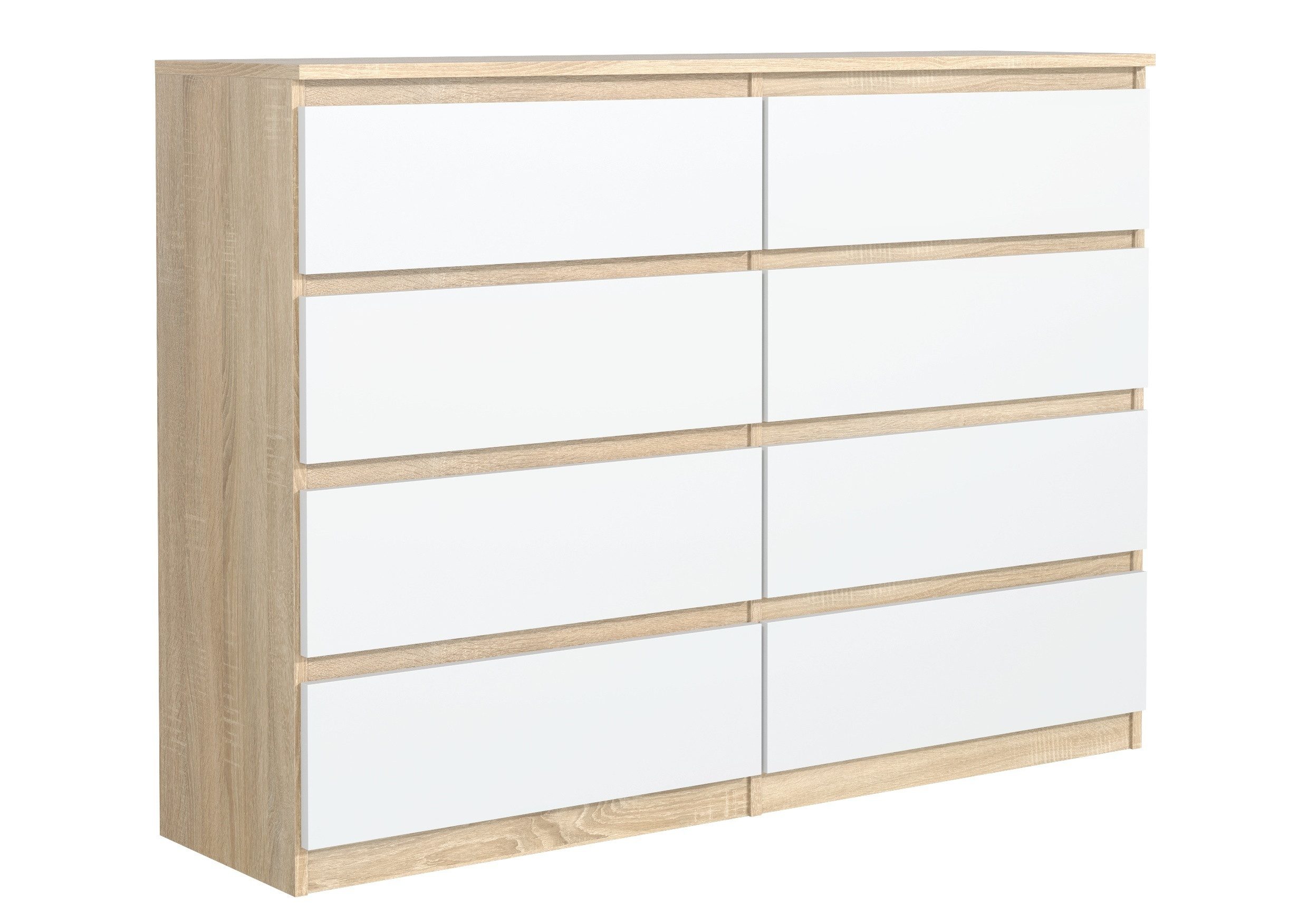 Raumhirsch Furniture Kommode, Sideboard, Kommode für das Schlafzimmer - Wohnzimmer (Maße: 120 × 39 × 101,5 cm, 8 Schubladen, Rollenschienen), viele Farbvarianten - Hochwertig & stabil