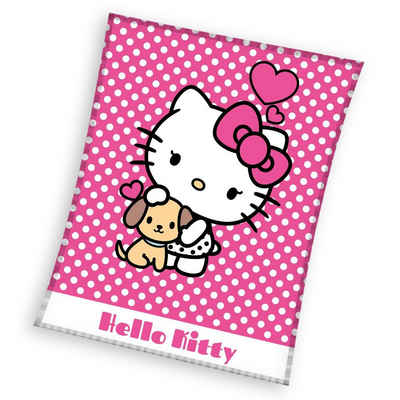 Kinderdecke Hello Kitty Fleecedecke Kuscheldecke 130 x 170 cm, Hello Kitty