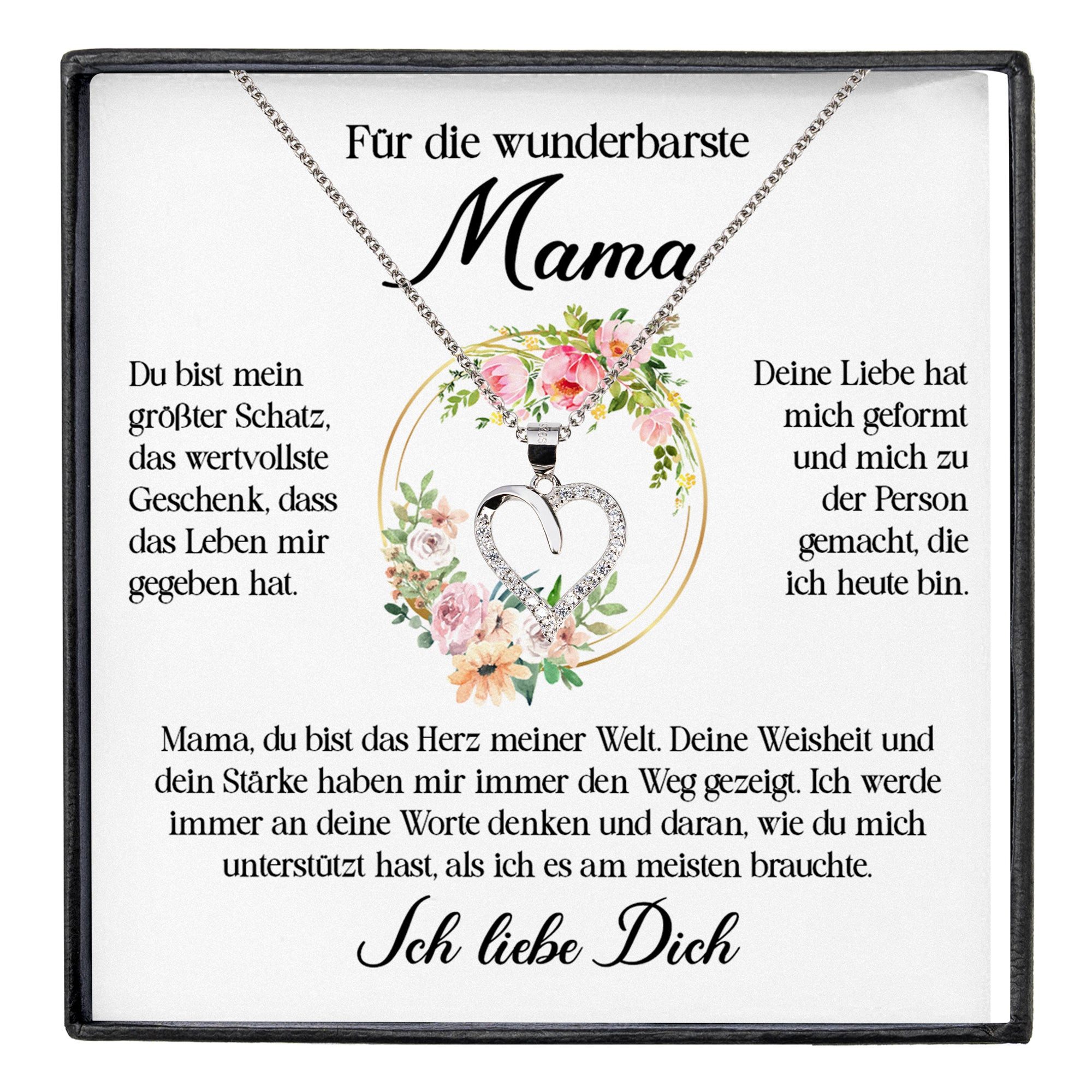 22Feels Schmuckset Wunderbarste Mama Geschenk Kette Muttertag Frauen Schmuck Geburtstag (inkl. Geschenktasche, Karte, Poliertuch, Beutel), Echt-Silber 925/000, Karte Made In Germany