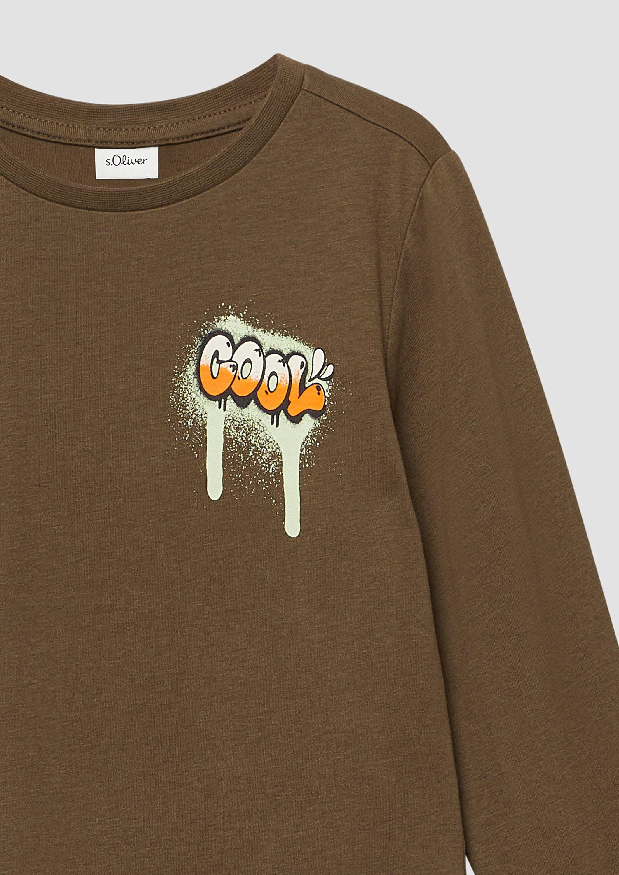 s.Oliver Langarmshirt T-Shirt Baumwoll-Longsleeve mit Front- und Backprint – Bild 4 von 4
