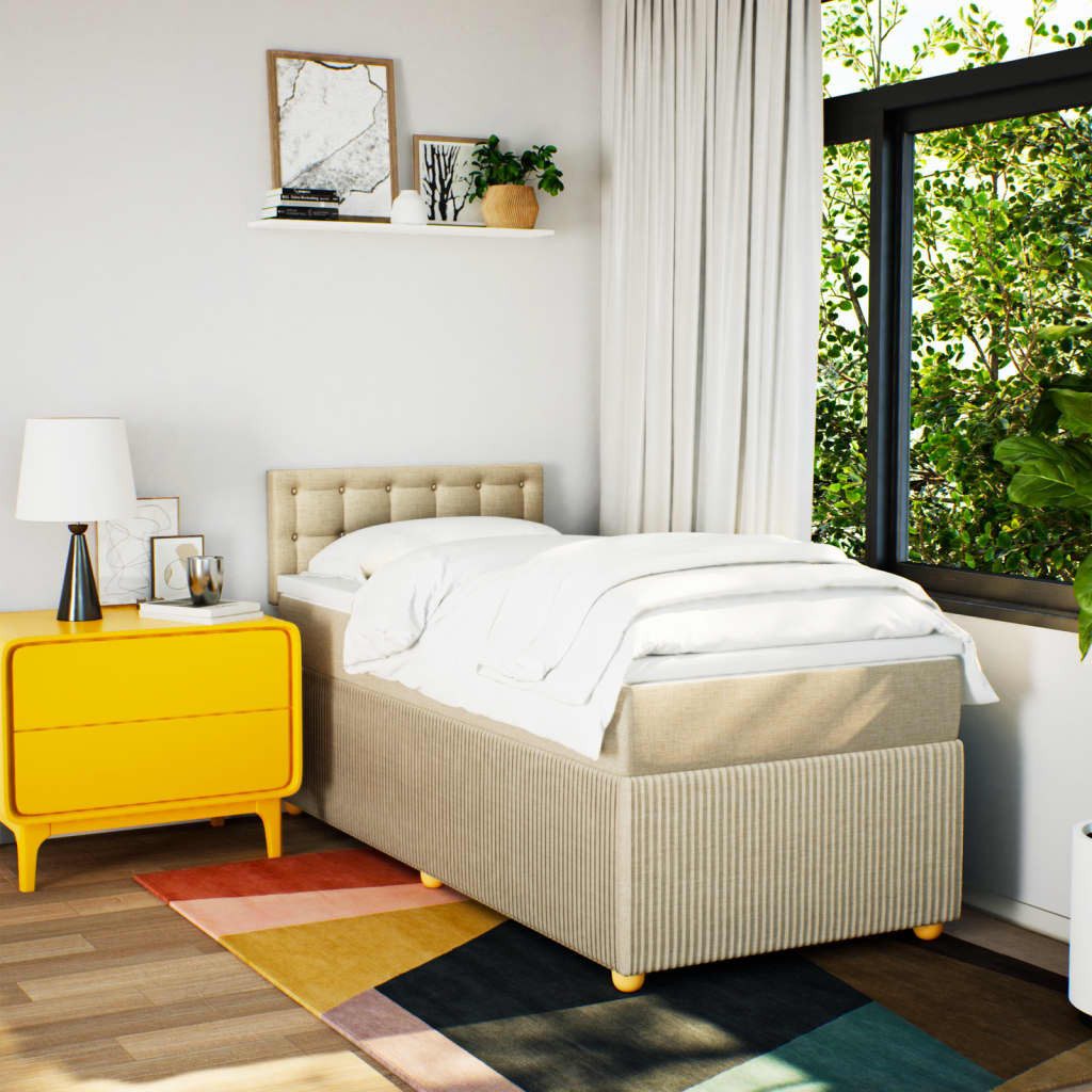 vidaXL Bett Boxspringbett mit Matratze Creme günstig online kaufen