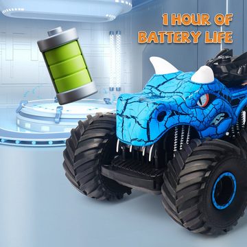 Esun RC-Auto Ferngesteuerter Monstertruck Ferngesteuert mitSpray (mit Licht und Sound), Ferngesteuertes Auto ab 3 4 5 6 8 Jahre Mädchen Kinder, mit 2 Akkus