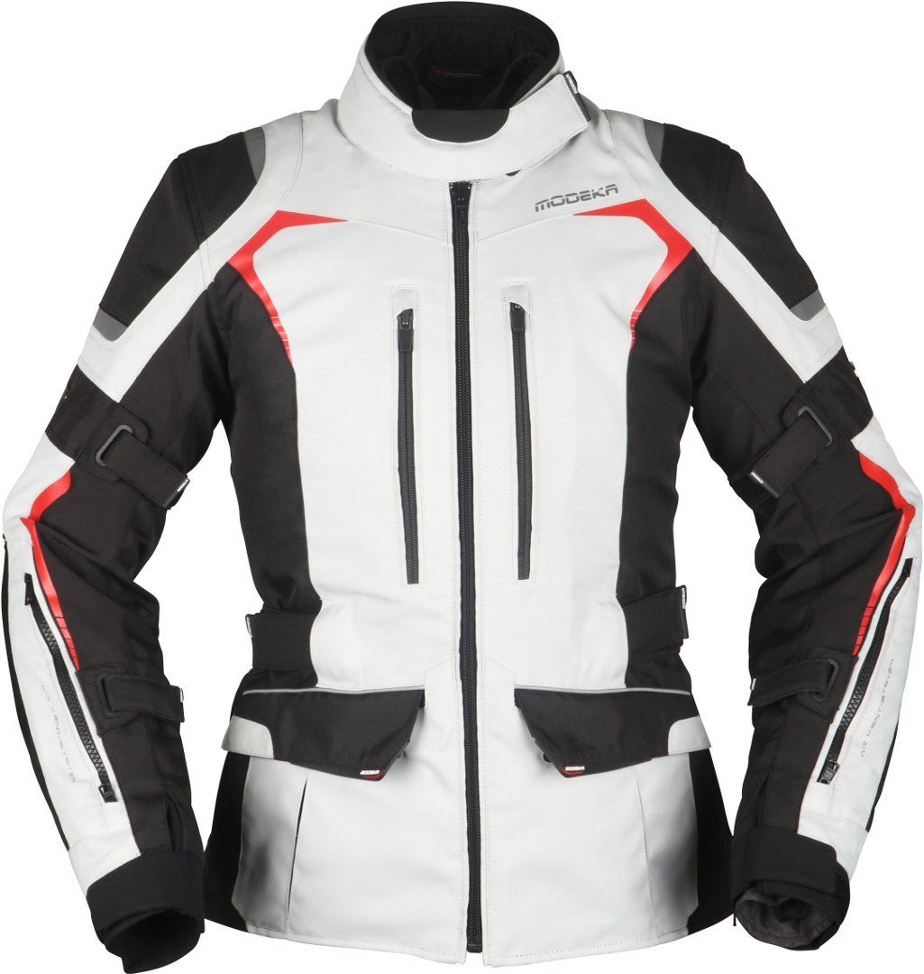 Elaya Damen Modeka Motorrad Motorradjacke Textiljacke Grey/Black Light