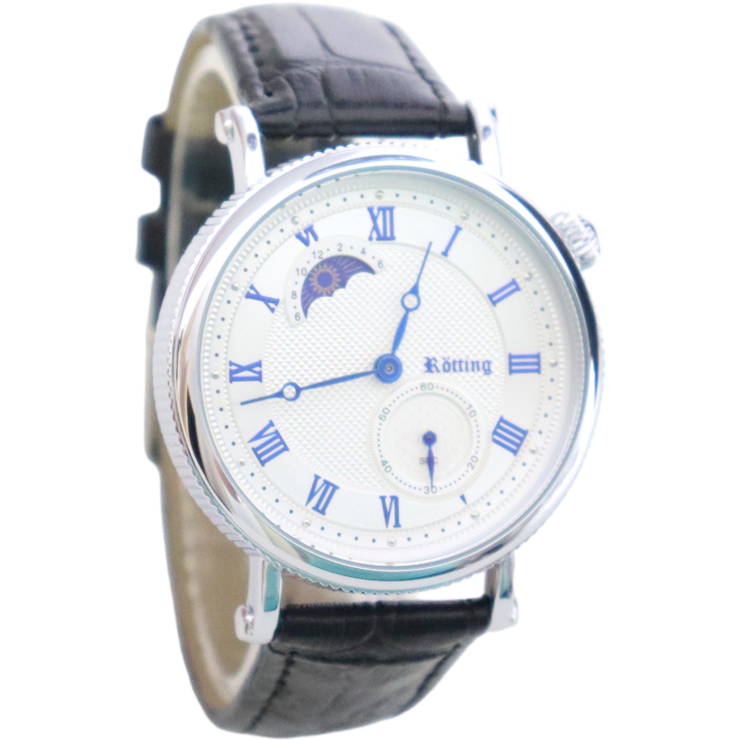 Quarzuhr Herrenuhr weiß silberfarb Ziffernbl Tag/Nacht Phase kleine Sekunde