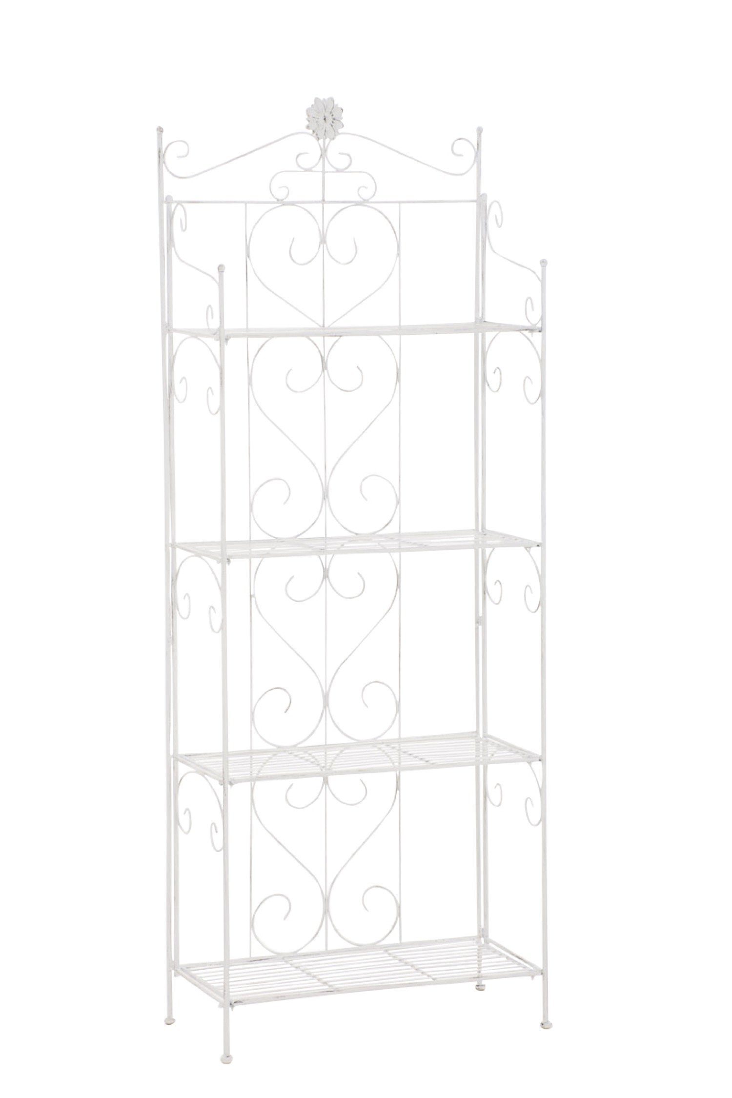 TPFGarden Standregal Lenna - Blumenständer - 4-stöckiges Pflanzenregal, Blumenregal - Pflanzengestell 1-tlg., Pflanzenständer mit den Maßen (HxB xT): 160 x 60 x 30 cm antik weiß