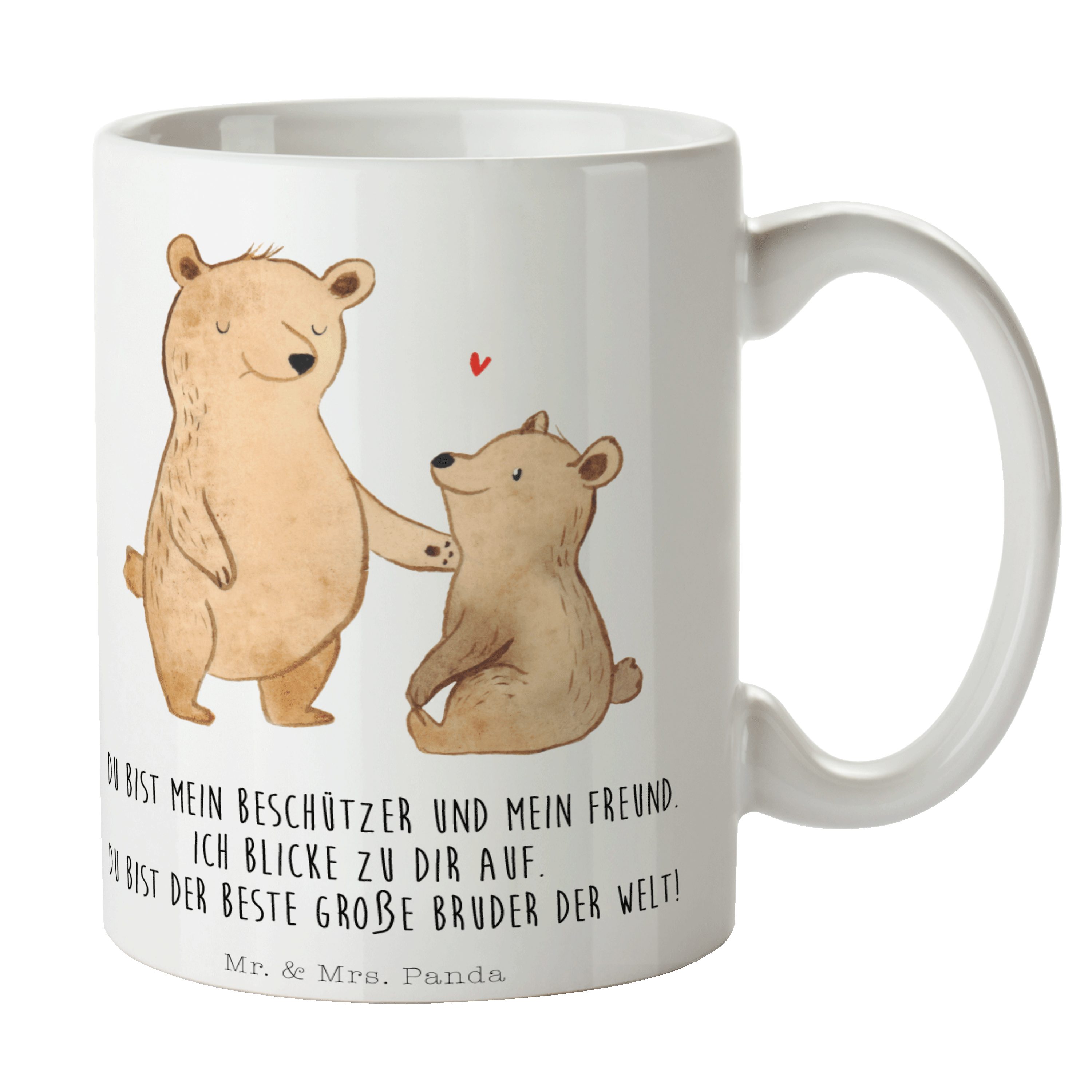 Weiß - Geschenk, Br, Bär Bruder Mrs. - Panda & Familie, Porzellantasse, Keramik Mr. Oma, Tasse Großer