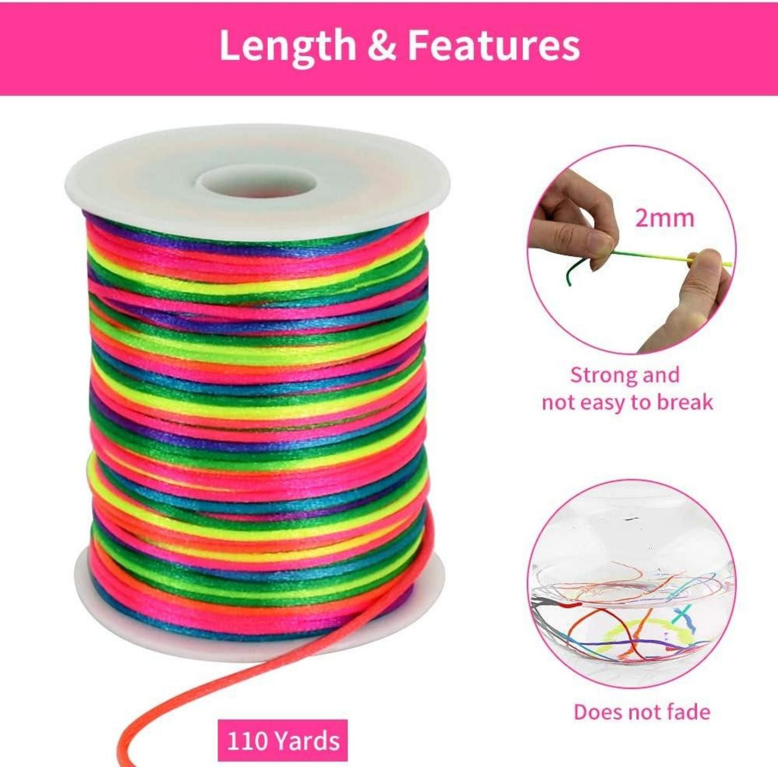 Thumbnail - LuxusKollektion Geschenkfolie Nylonschnur Regenbogen 2mm x 100m für