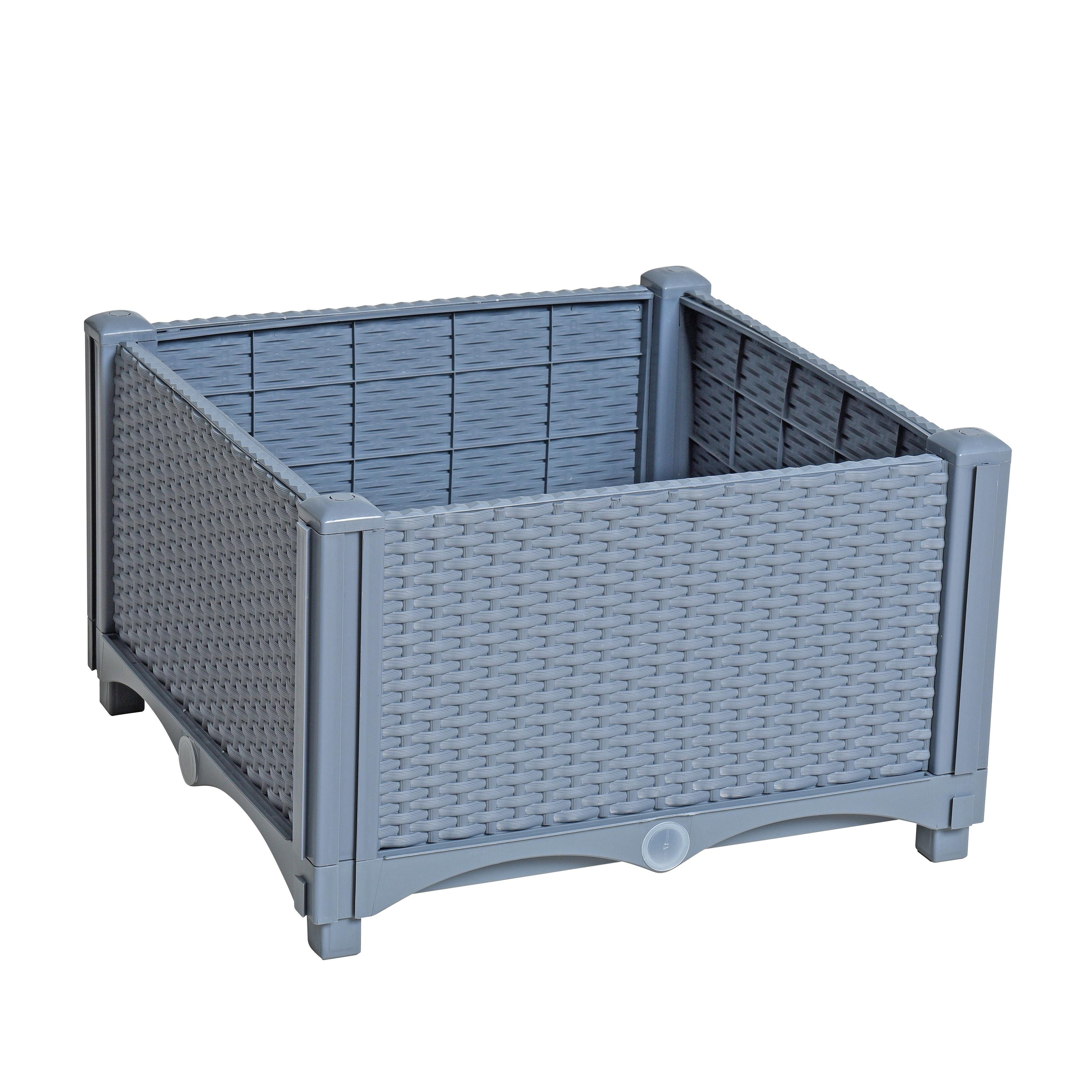 ESTEXO Hochbeet Blumenbeet Gemüsebeet 40x40x26 cm Pflanzbeet Polyrattan Grau