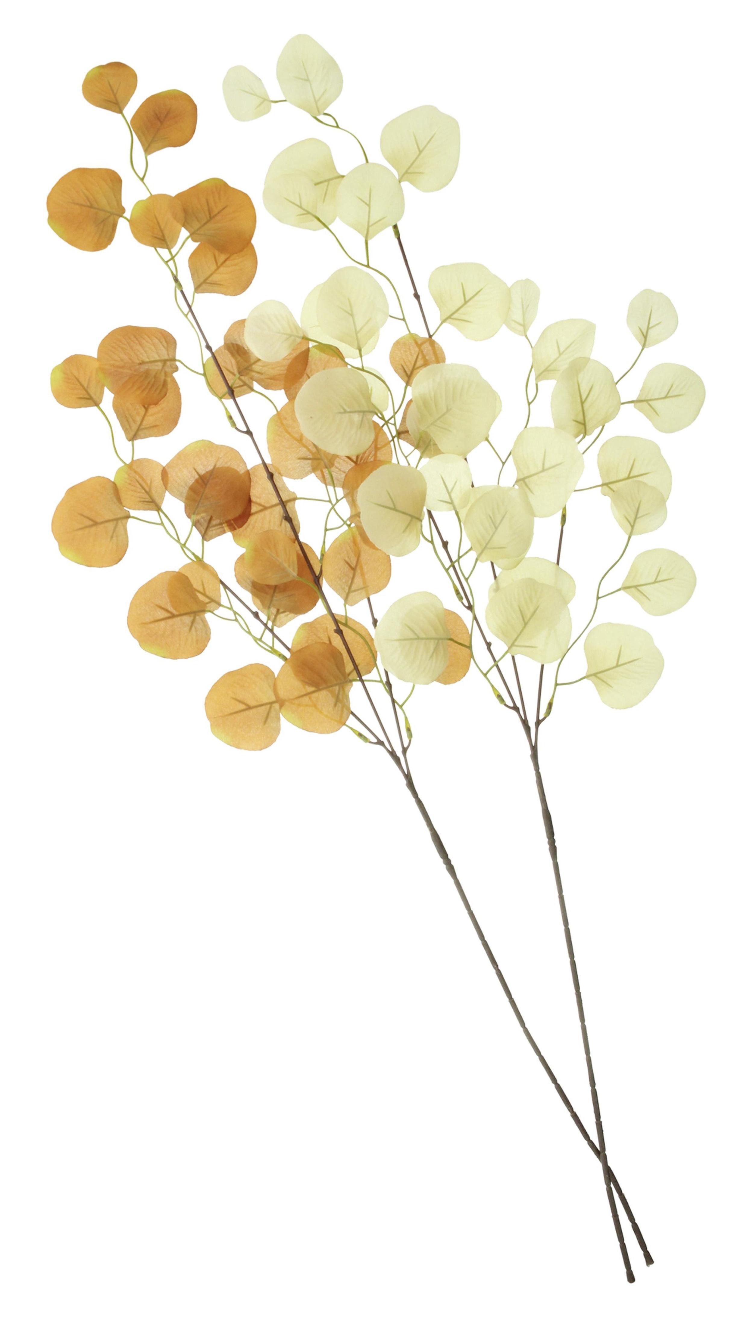 Kunstpflanze 2x Kunstpflanze Blätterzweig beige + terra 87cm – Dekozweige