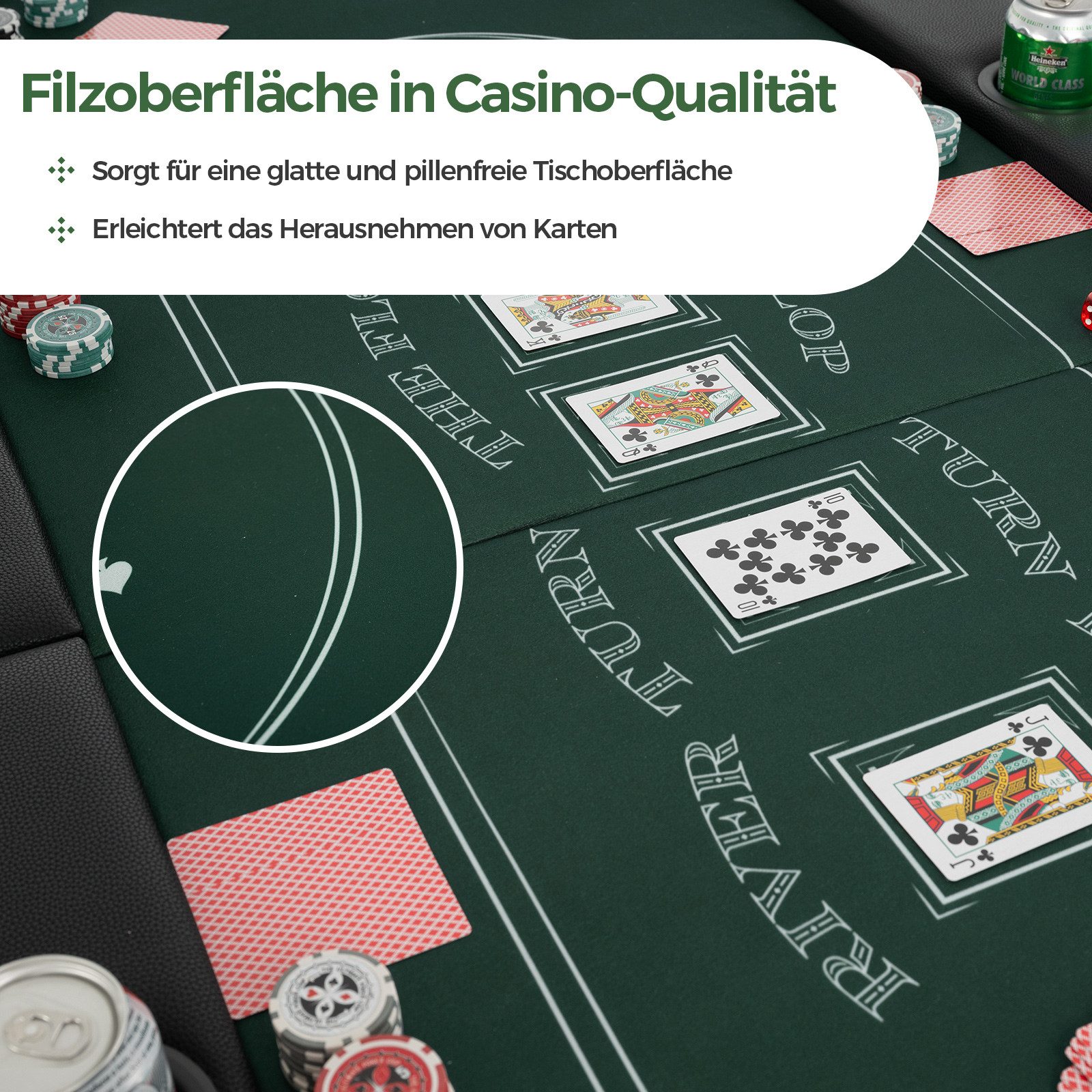 COSTWAY Spieltisch, Pokertisch, klappbar 182 x 82 x 75 cm für 8 Spieler günstig online kaufen