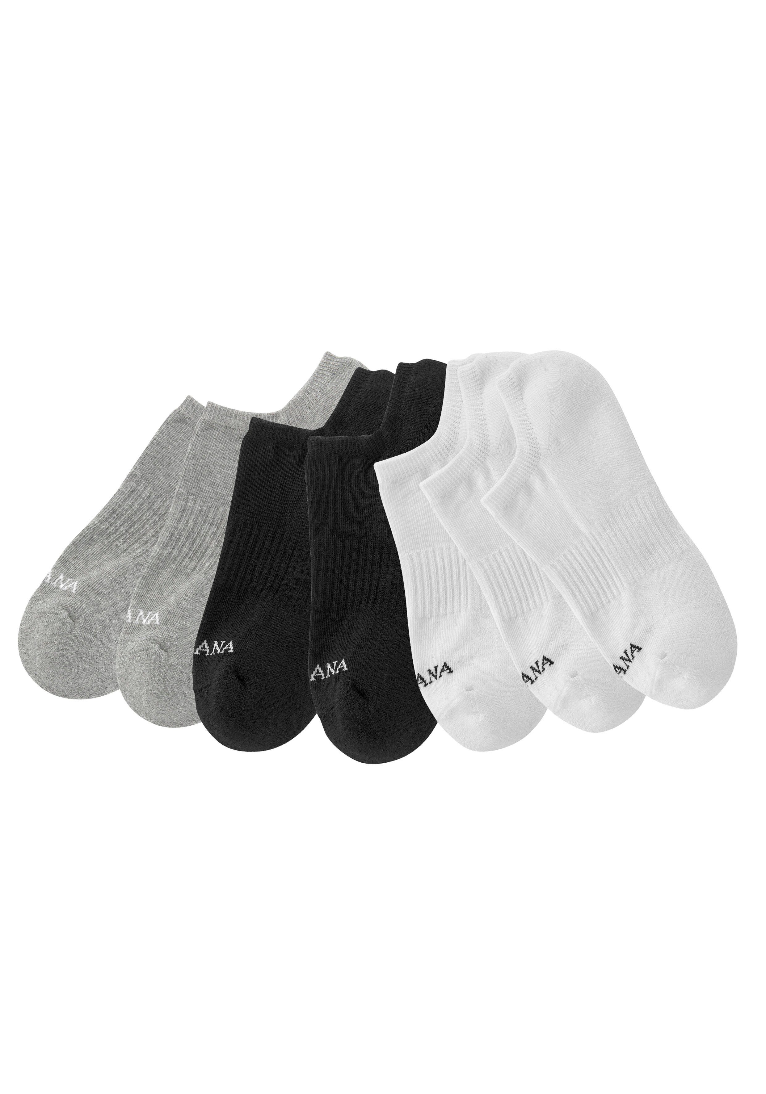 LASCANA ACTIVE Sneakersocken (Set, 3x Fußfrottee 2x schwarz, 7-Paar) grau-meliert 2x weiß, mit